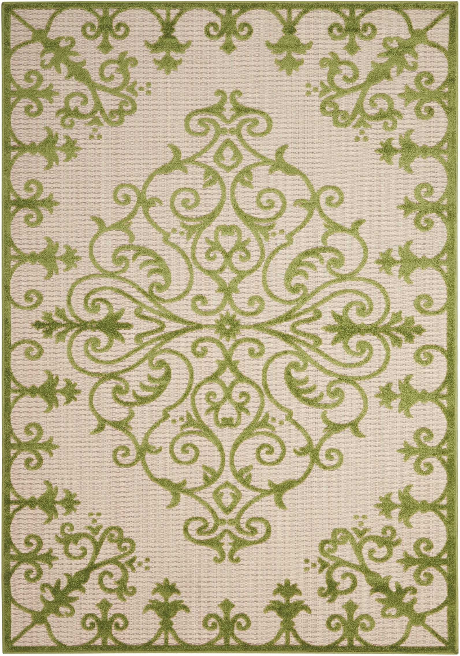 4’ x 6’ Green Medallion Indoor Outdoor Area Rug