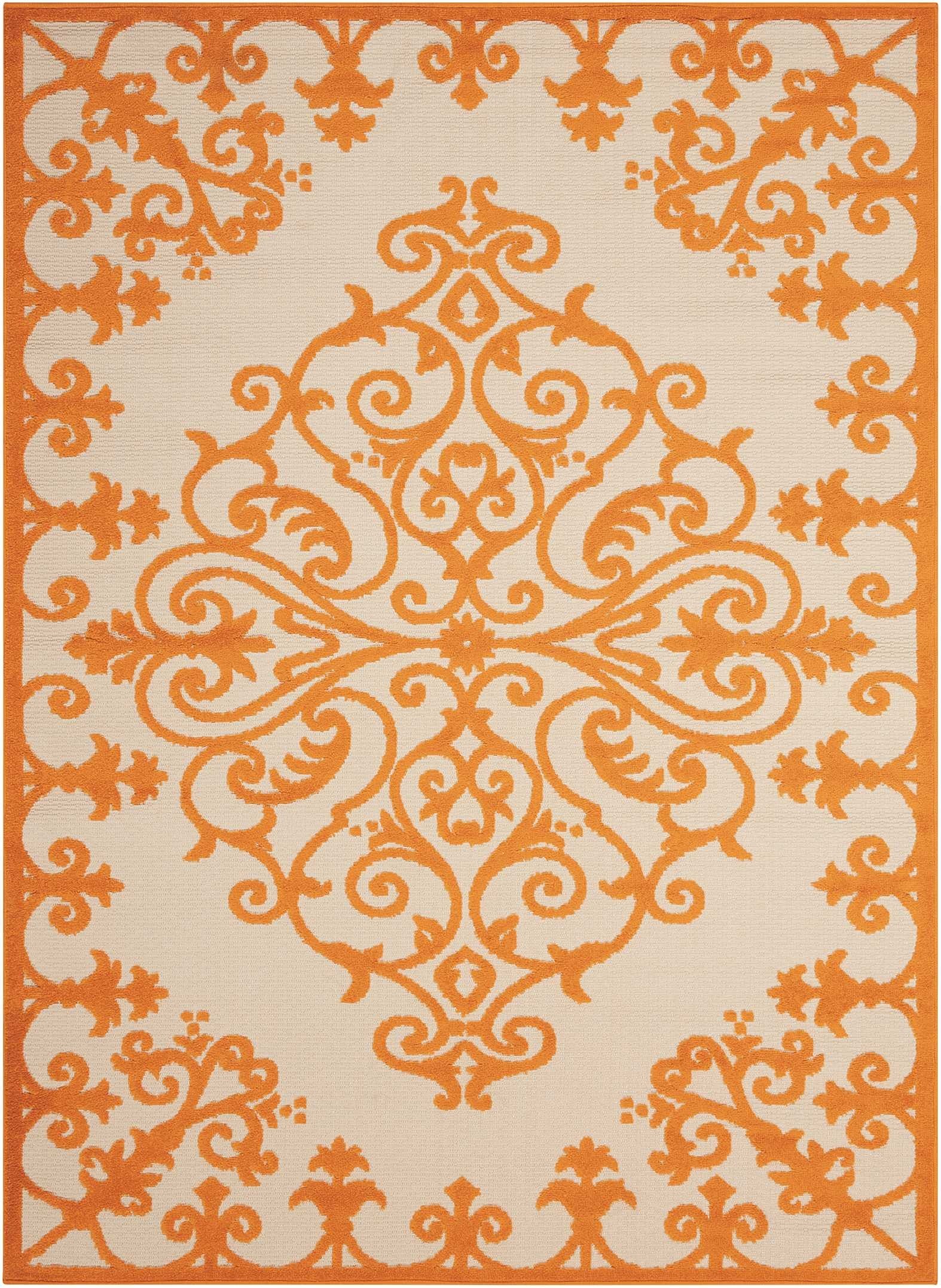 5’ x 8’ Orange Medallion Indoor Outdoor Area Rug