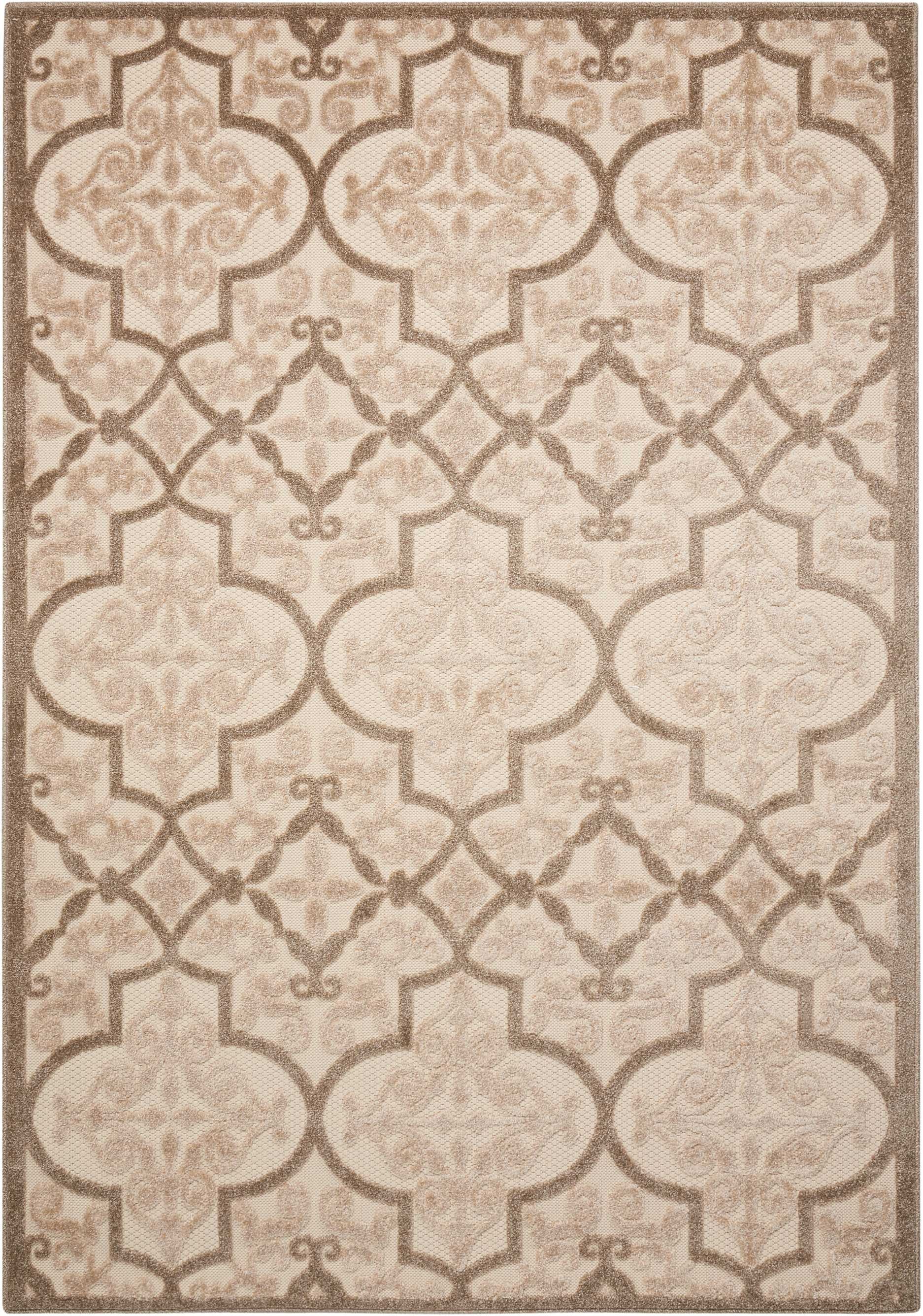 5’ x 8’ Cream and Beige Trellis Indoor Outdoor Area Rug