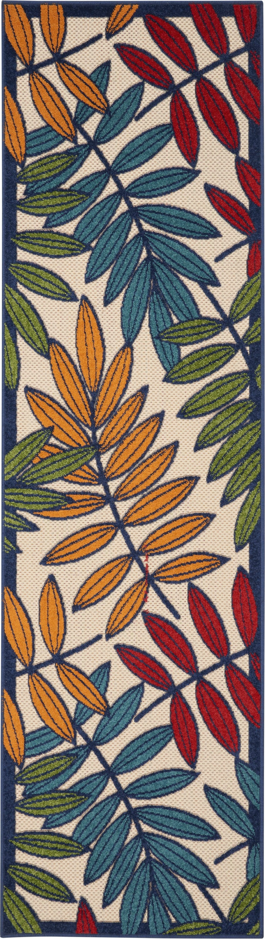 2’x 6’ Multicolored Leaves Indoor Outdoor Runner Rug