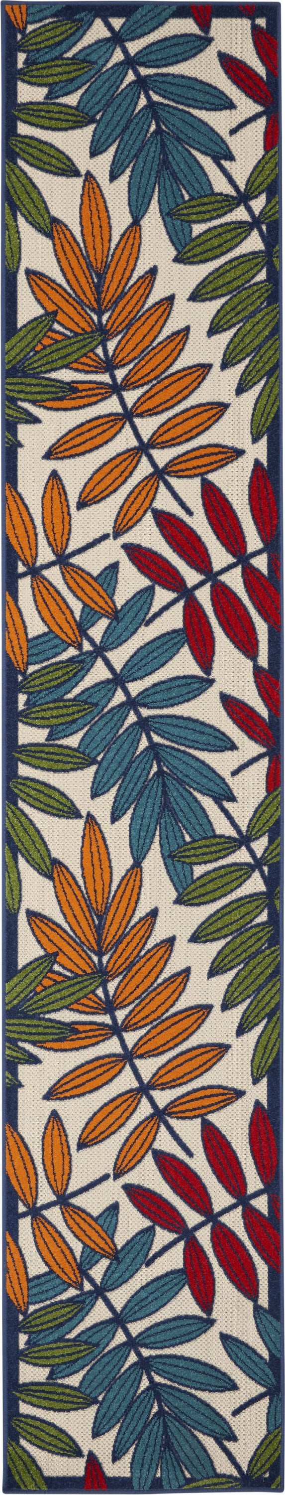 2’x 12’ Multicolored Leaves Indoor Outdoor Runner Rug