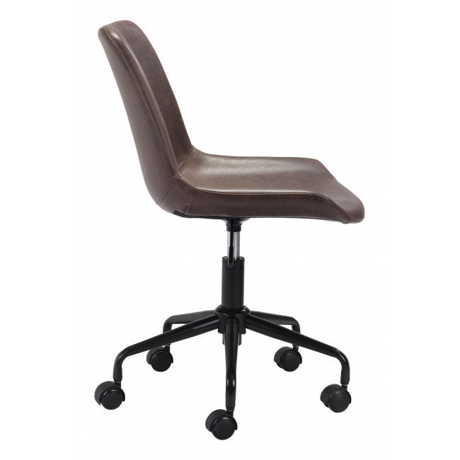 Modern Brown Faux Leather Rolling Office Chair