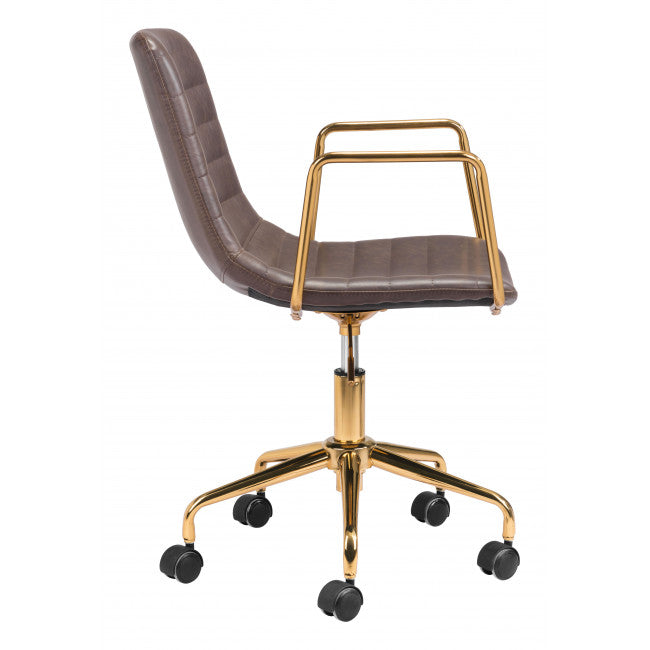 Brown and Gold Rolling Swivel Office Chair