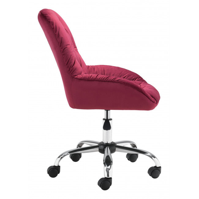 Extra Comfy Red Velvet Rolling Office Chair