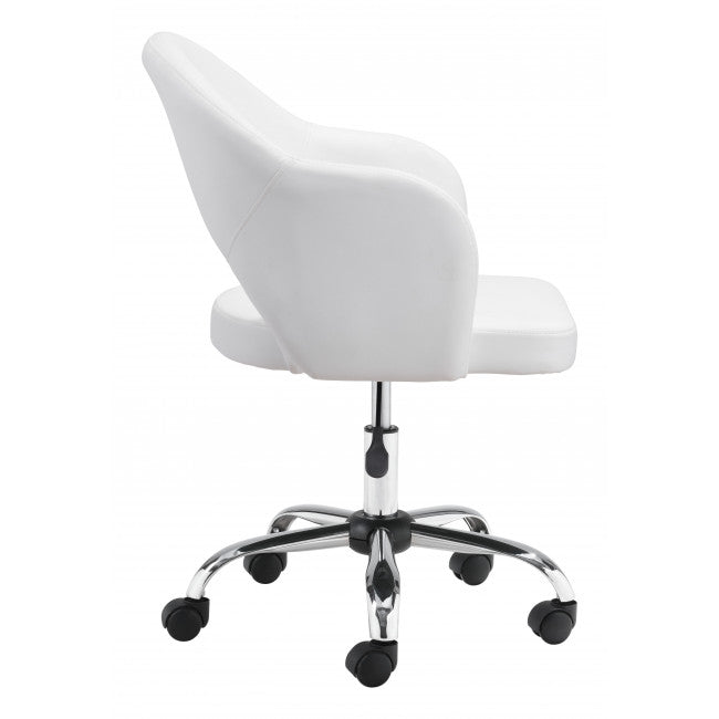 White Faux Leather Curved Open Back Office Chair