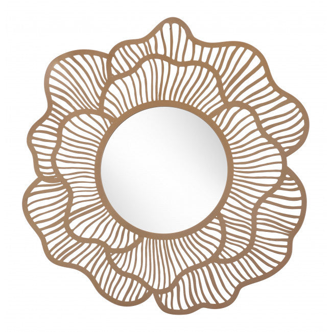 Flower Lines Gold Finish Wall Mirror