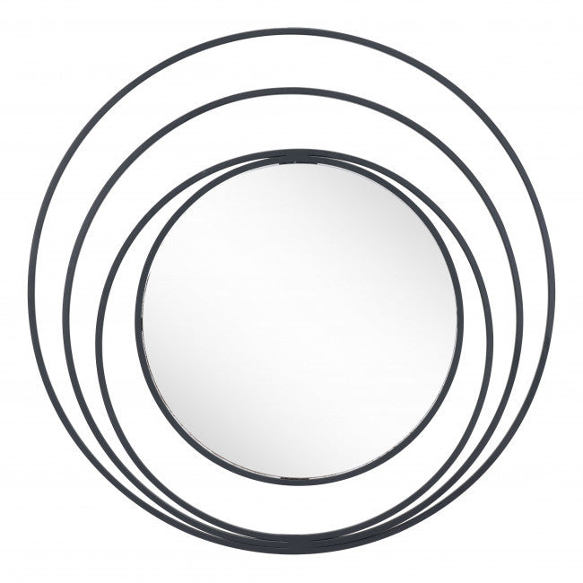 Concentric Circles Black Finish Wall Mirror