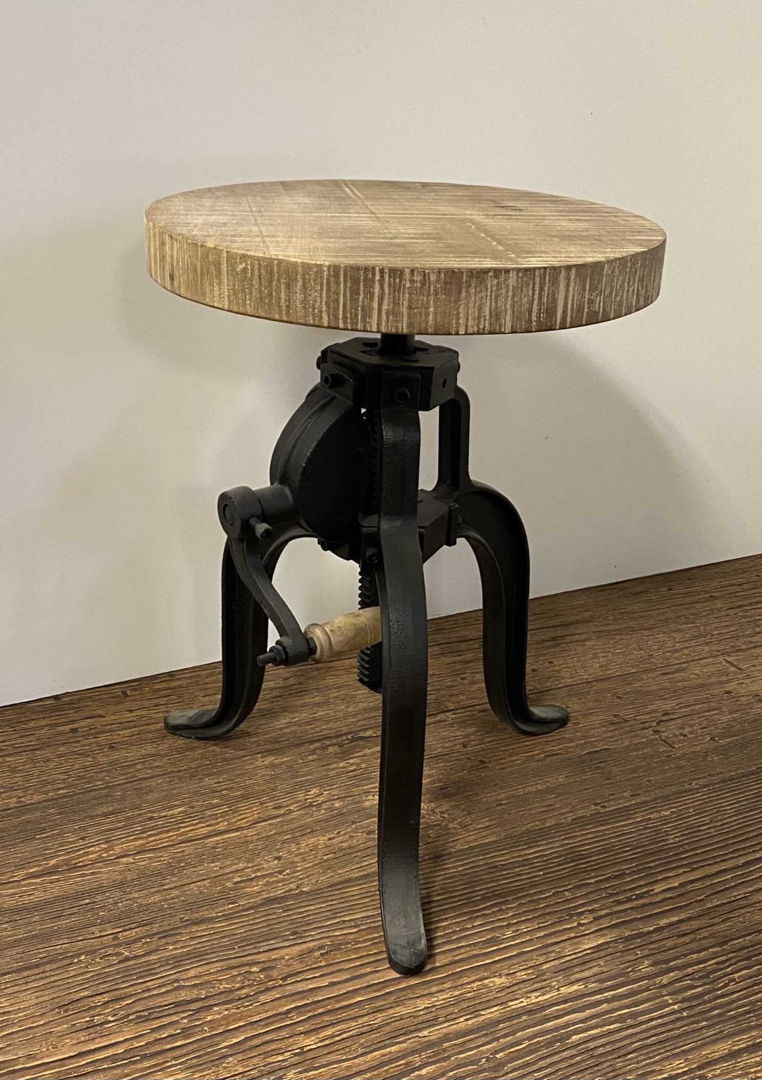 Industrial Adjustable Rustic Crank Stool