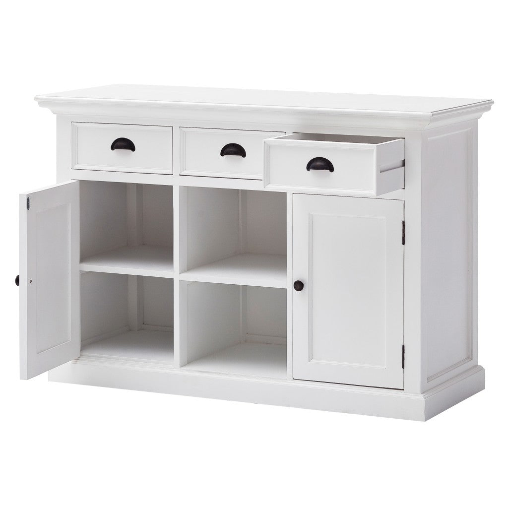 White Modern Farmhouse Large Accent Cabinet with Baskets