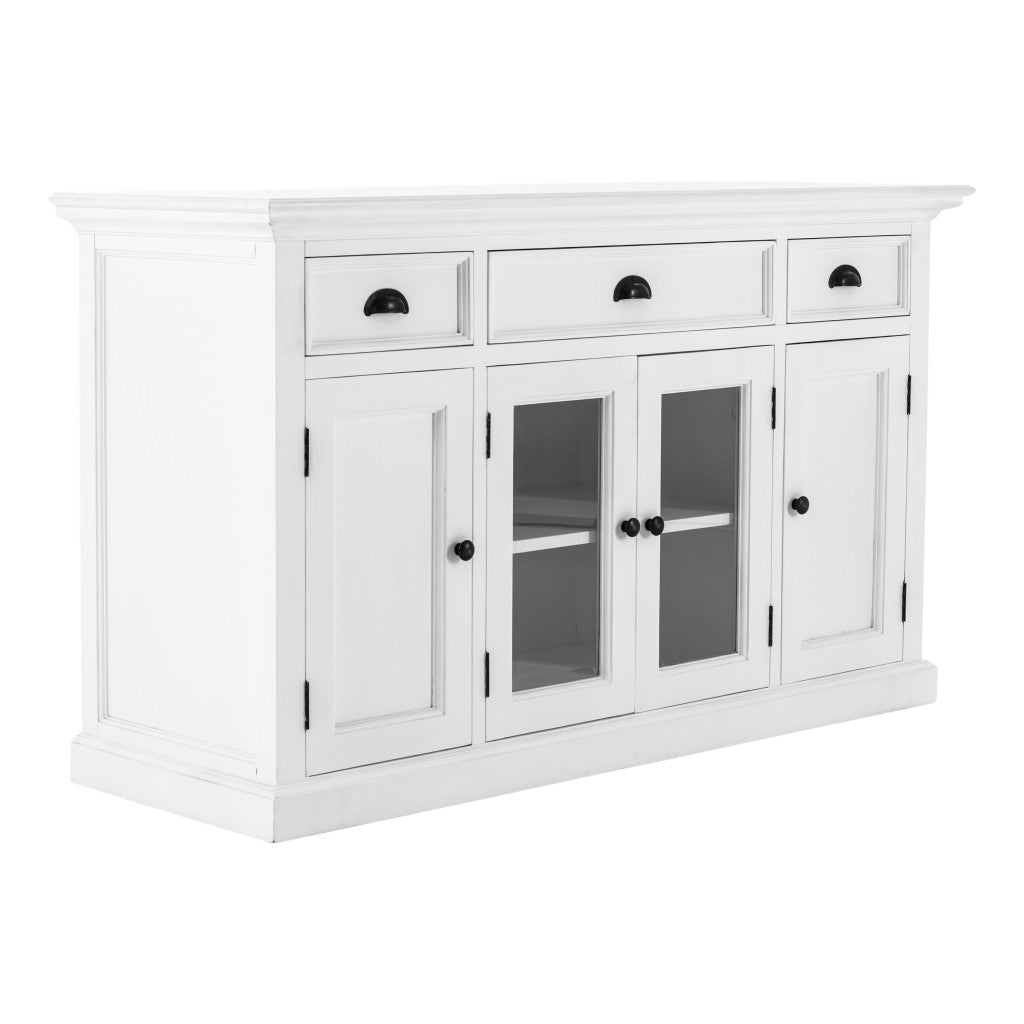 White Accent Cabinet with Glass Doors