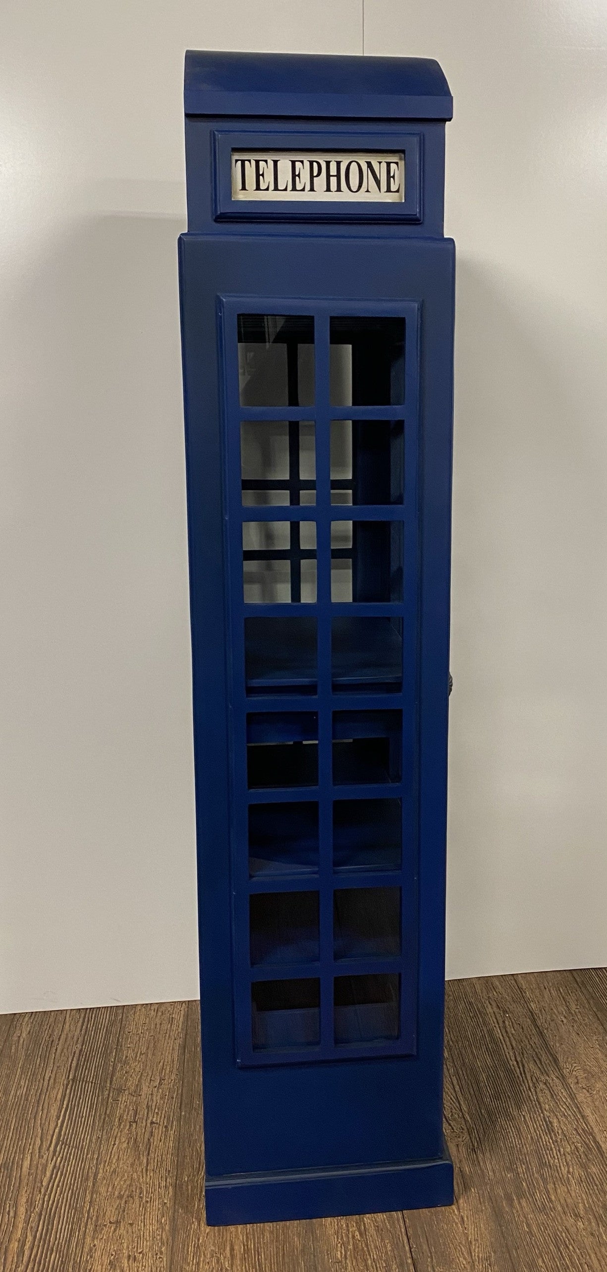 Vintage Blue Wooden Phone Booth Bar Cabinet