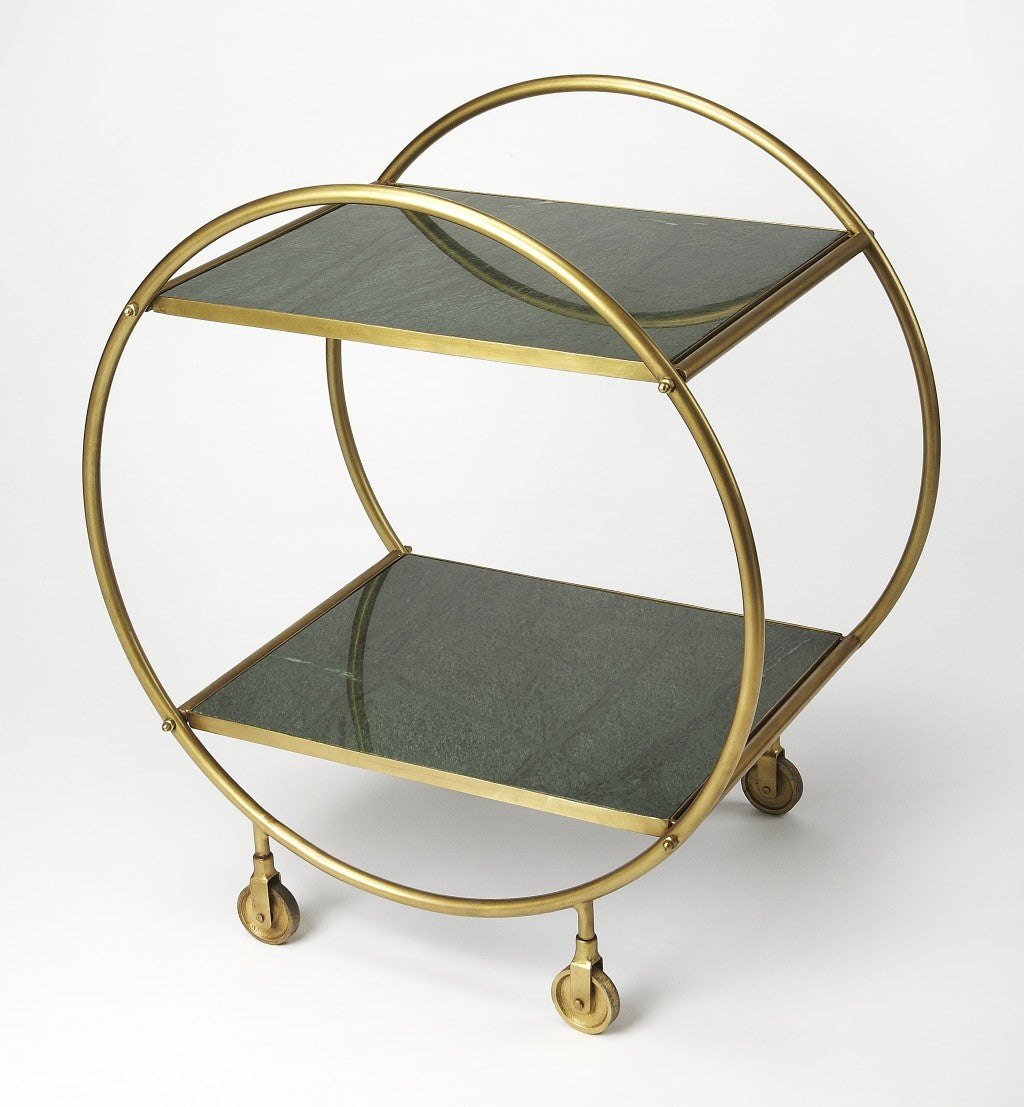 Modern Gold and Green Marble Rolling Server