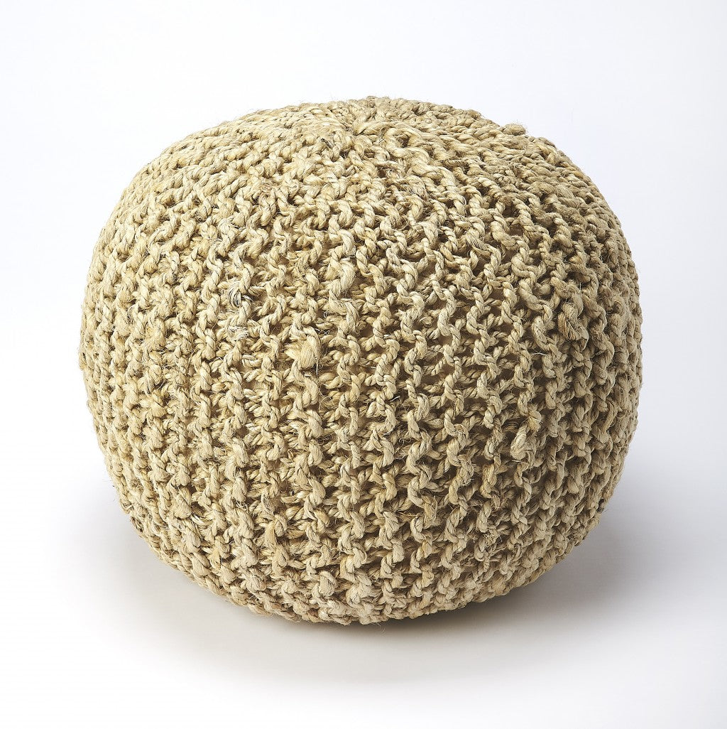 Cool Woven Jute Pouf Ottoman