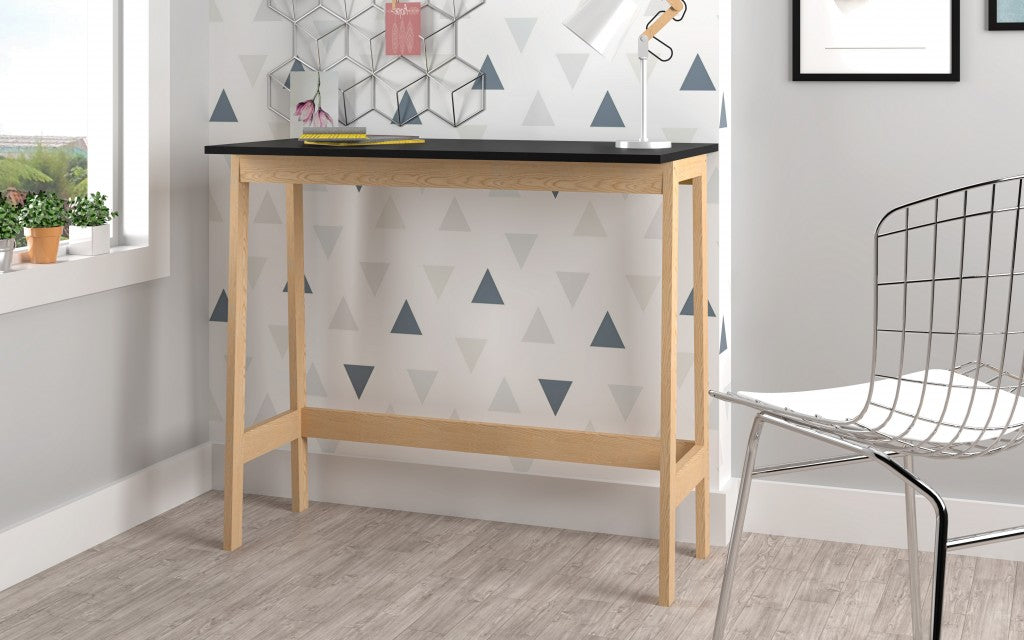 Modern Natural and Black Narrow Table Desk