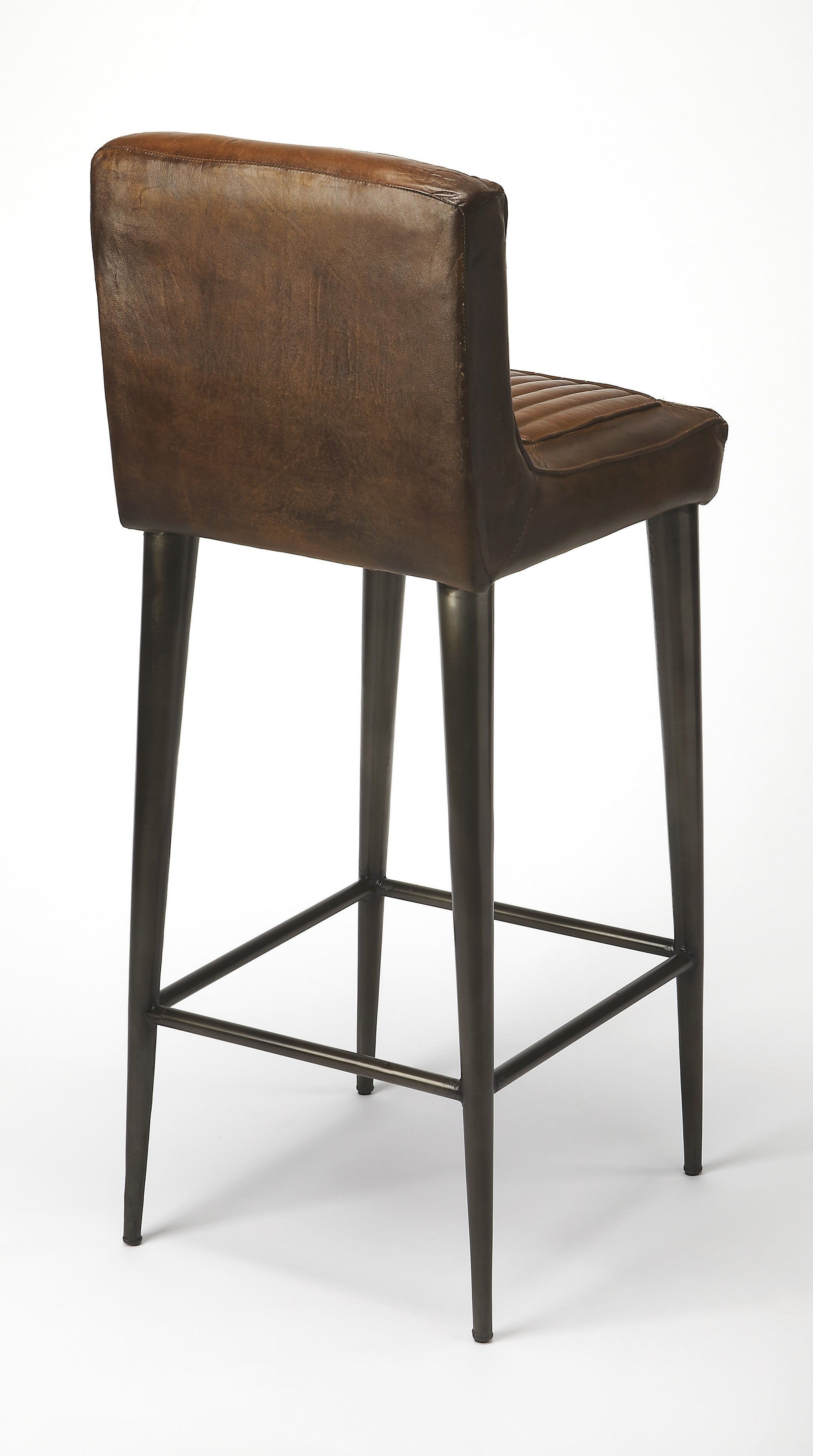 Dark Brown Leather Bar Stool