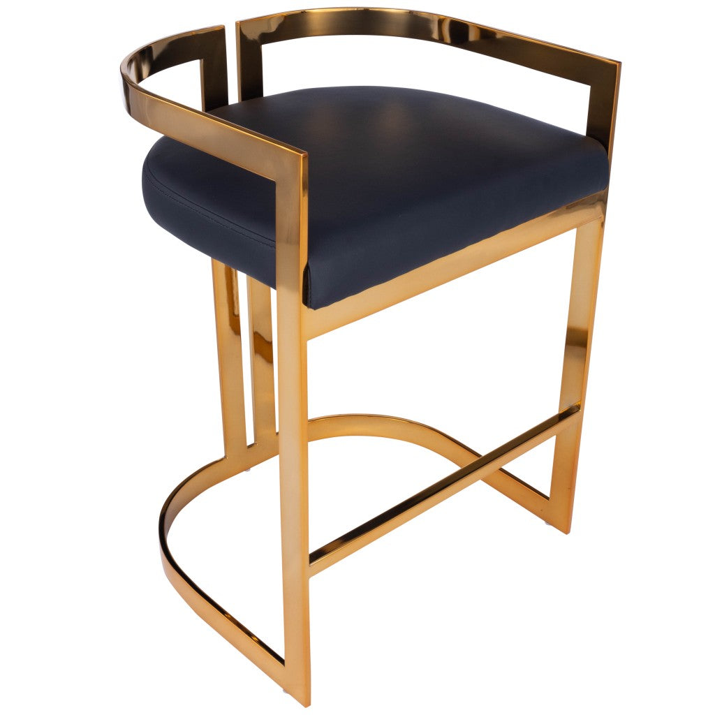 Gold and Black Faux Leather Counter Stool