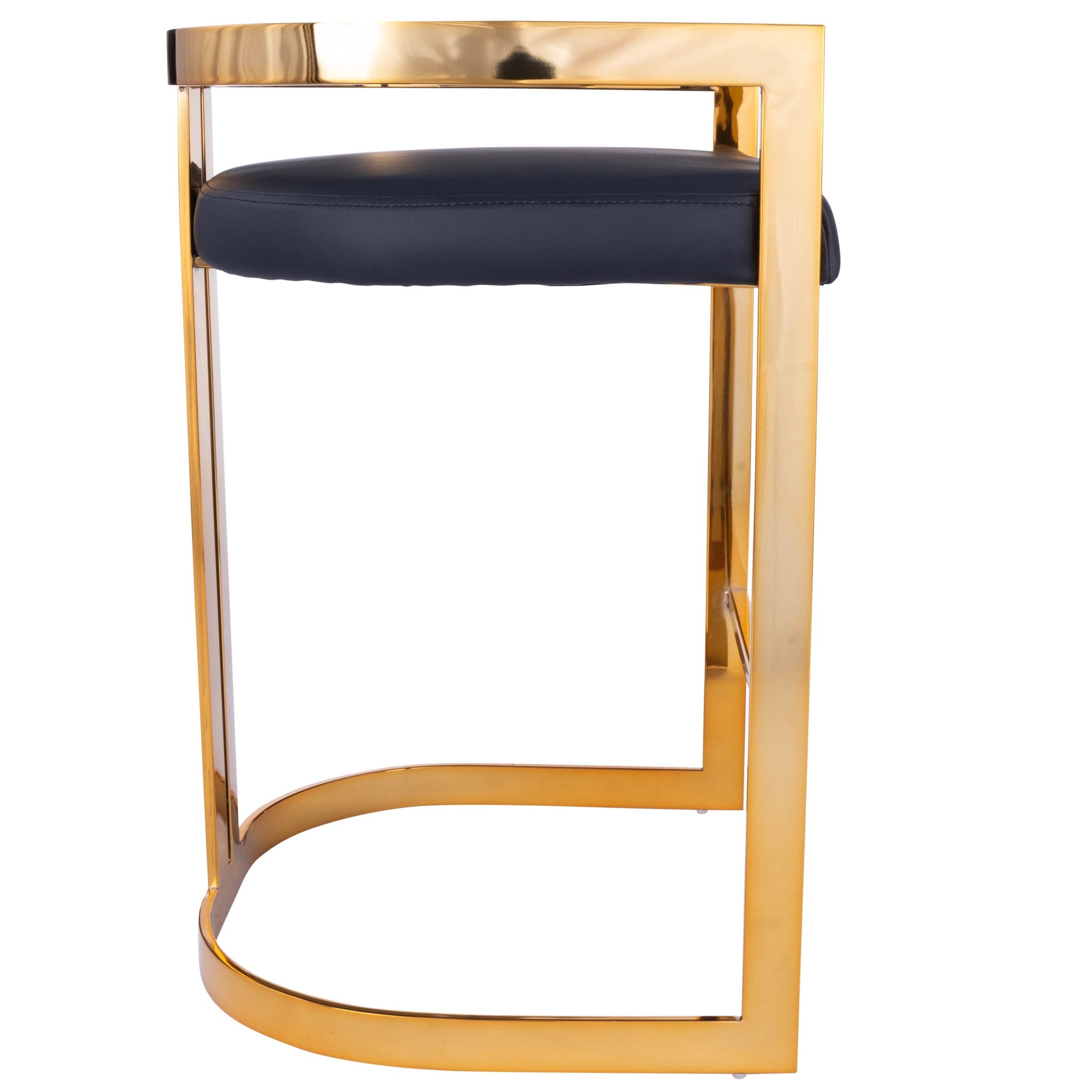 Gold and Black Faux Leather Counter Stool