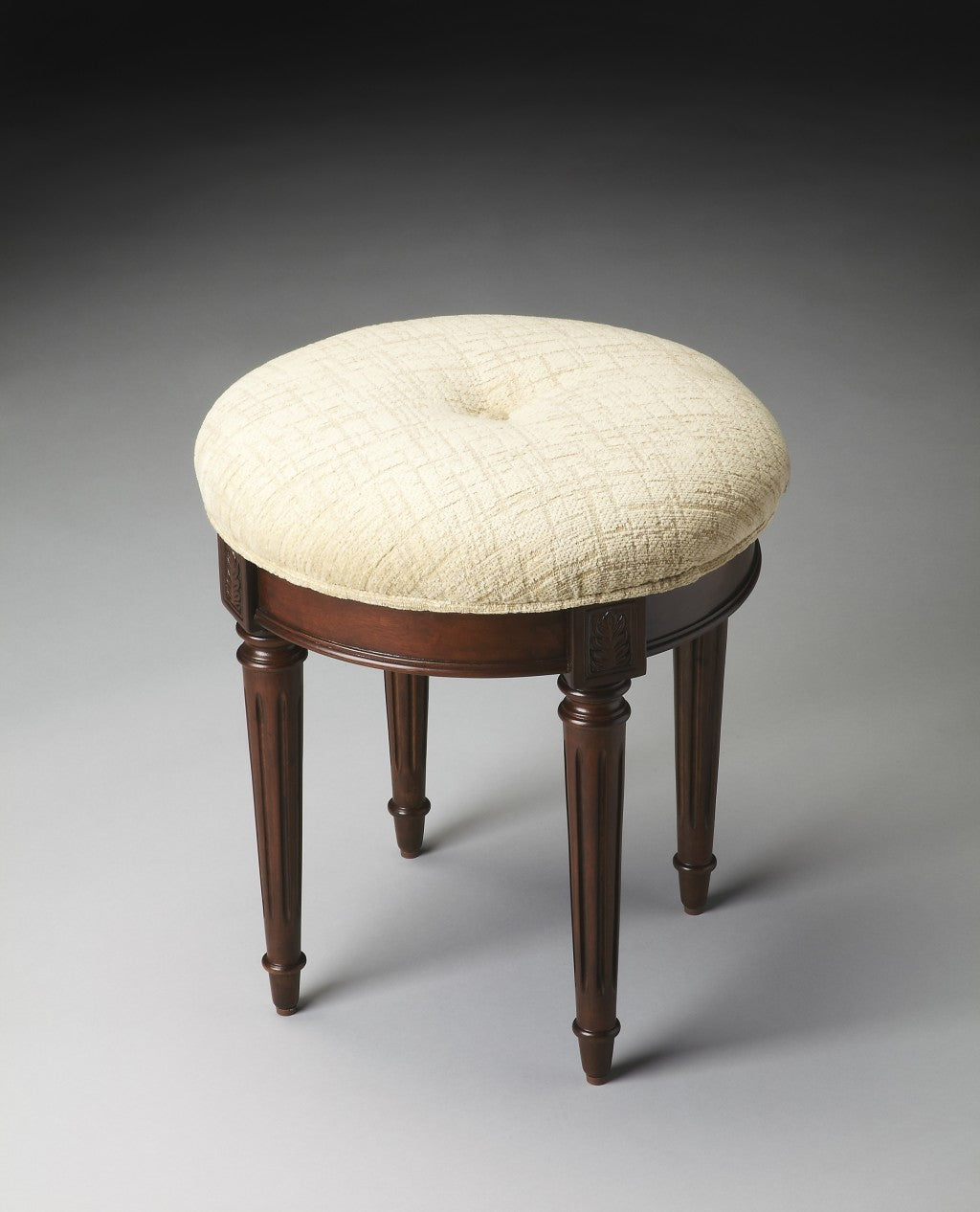 Classic Cherry Brown Vanity Stool