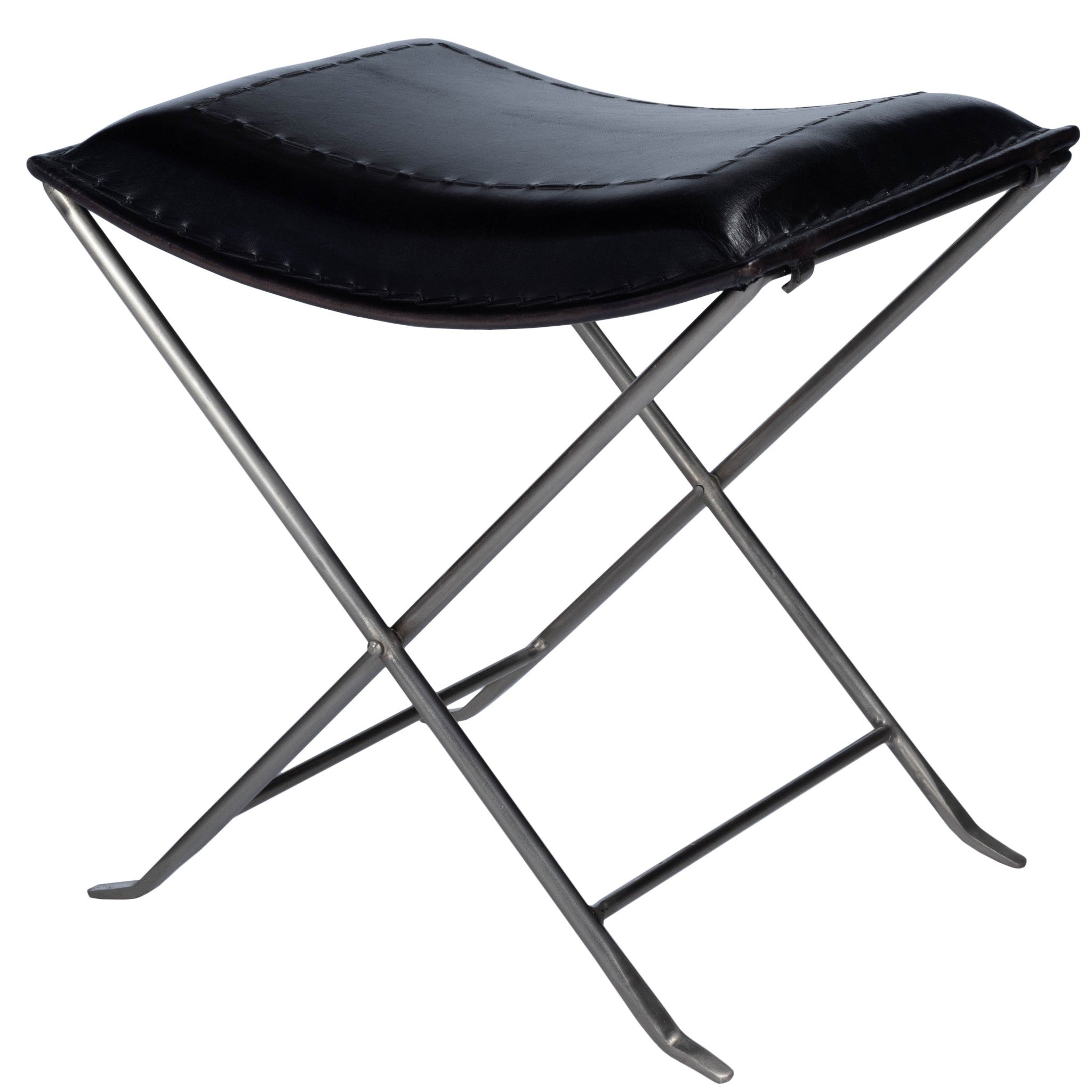 Modern Black Leather Stool