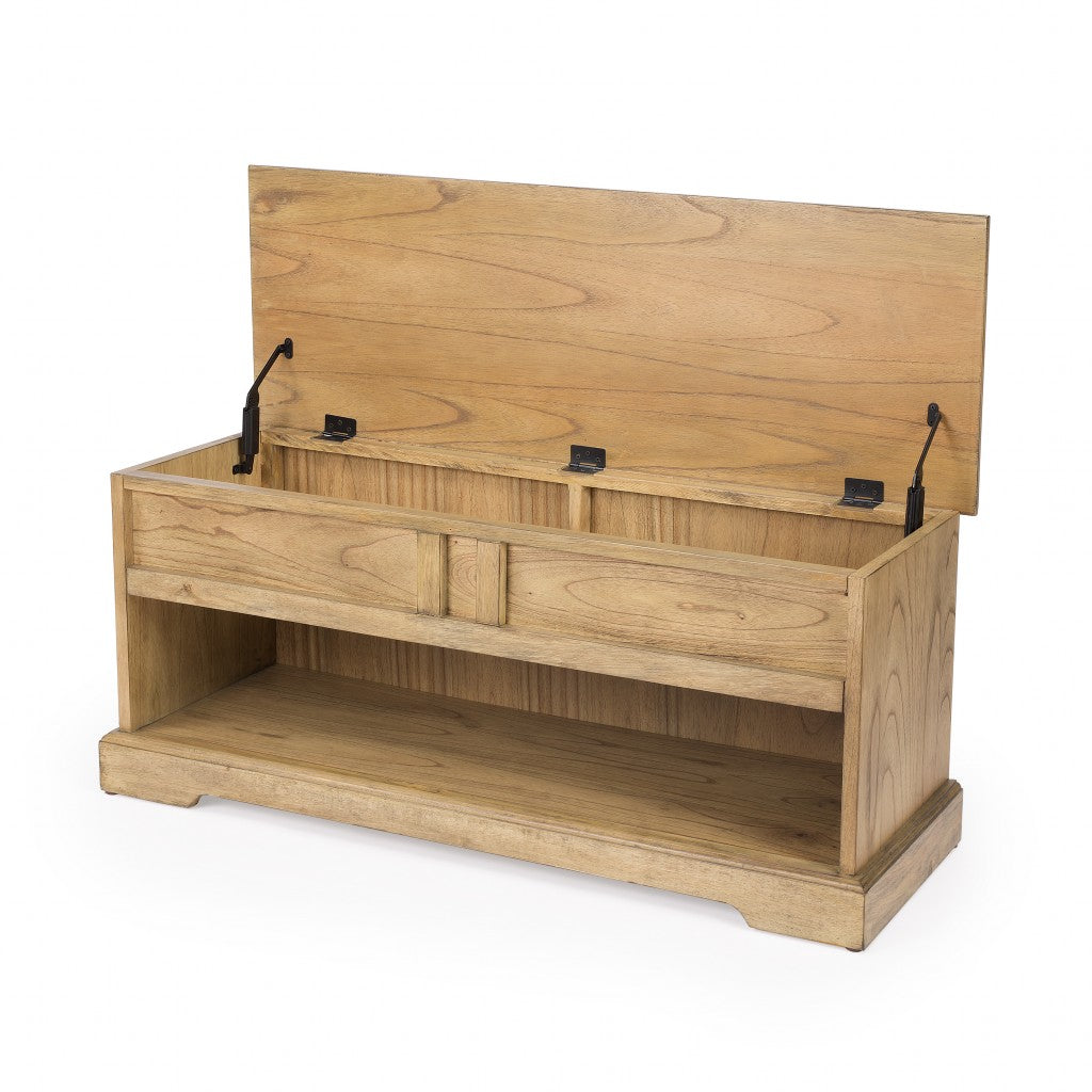 Natural Wood Classic Bench with Storage