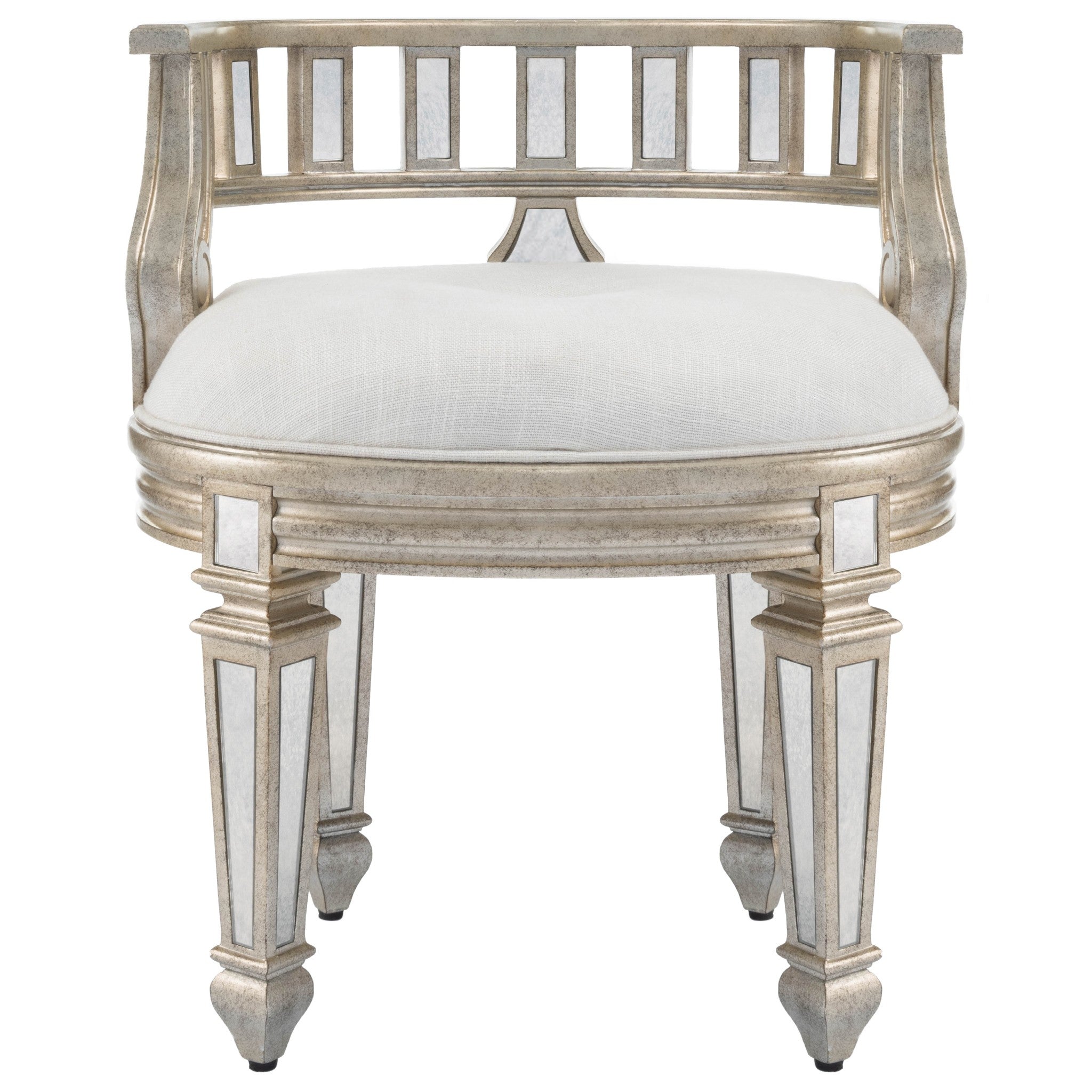 Mirrored Crescent Vanity Stool