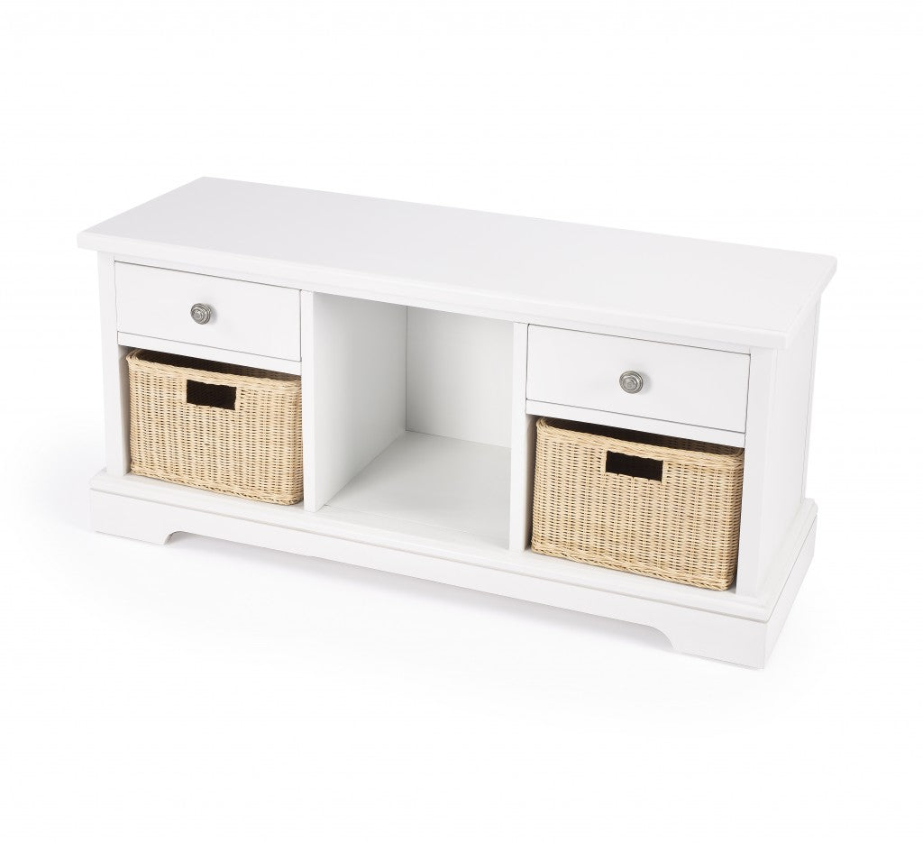 Modern Farm White Bench with Storage