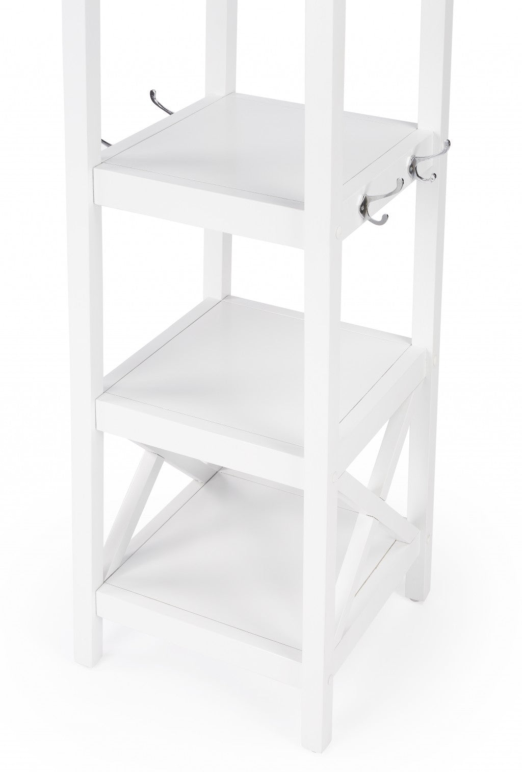 Fenya White  Coat Rack with Shelves