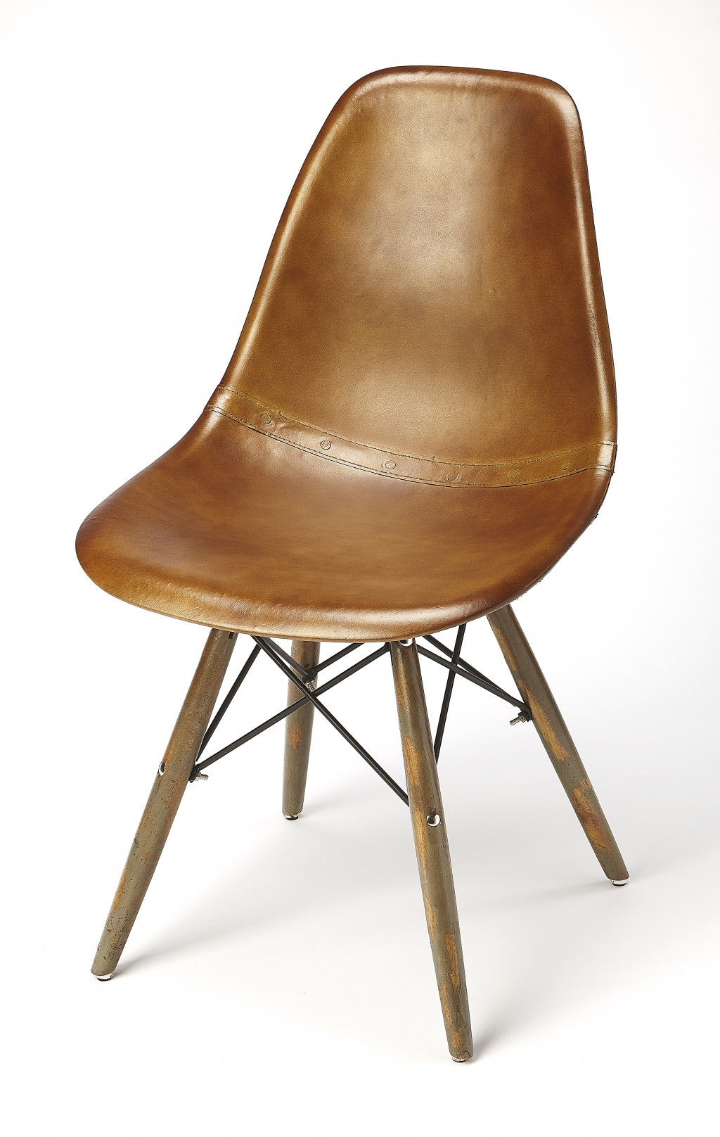 Medium Brown Leather Dining Chair