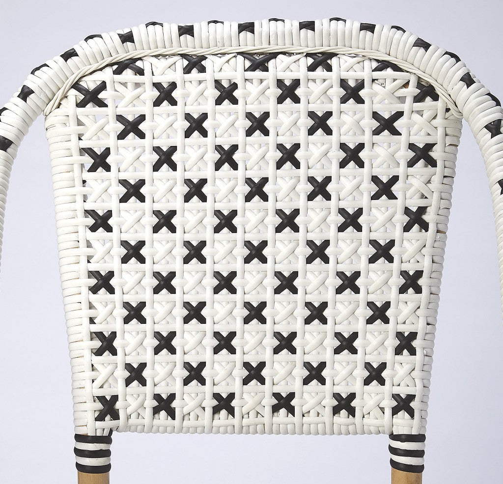 Indoor Outdoor Black and White Rattan Dining Chair