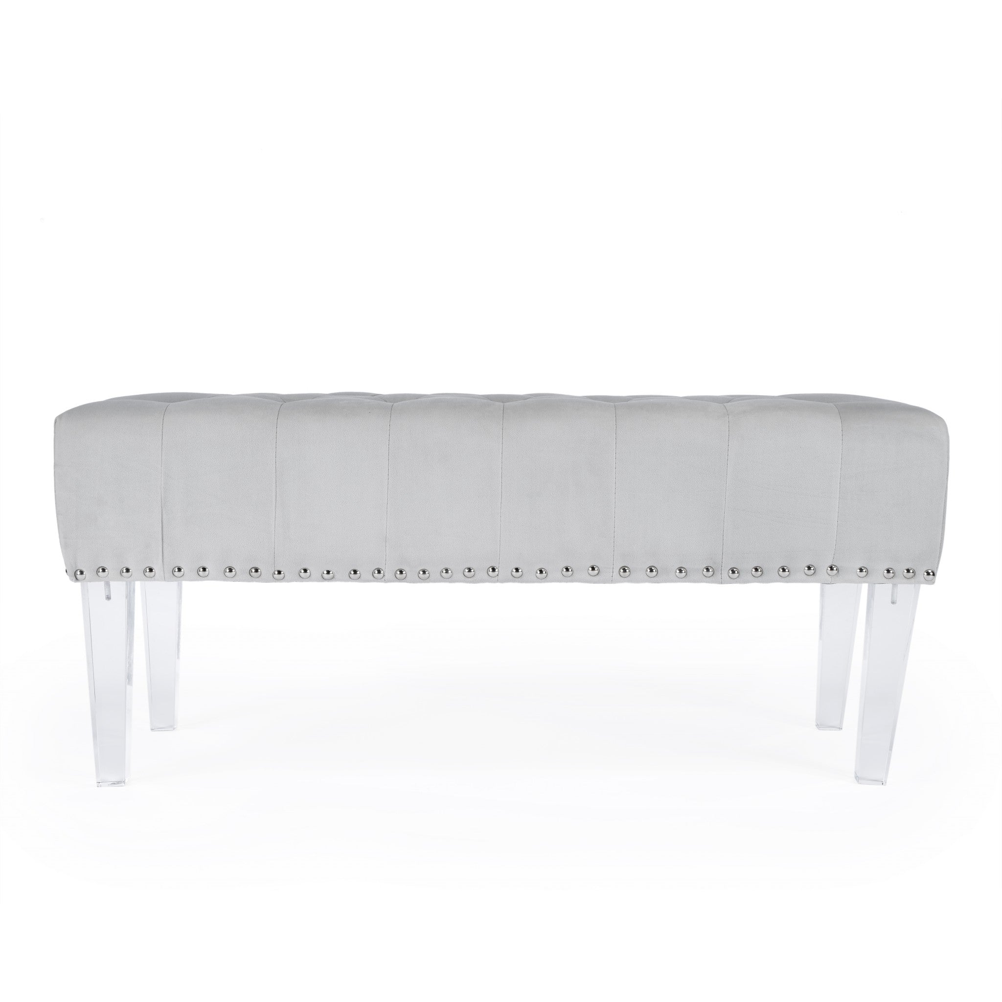 Cream Tufted Velvet and Acrylic Bench