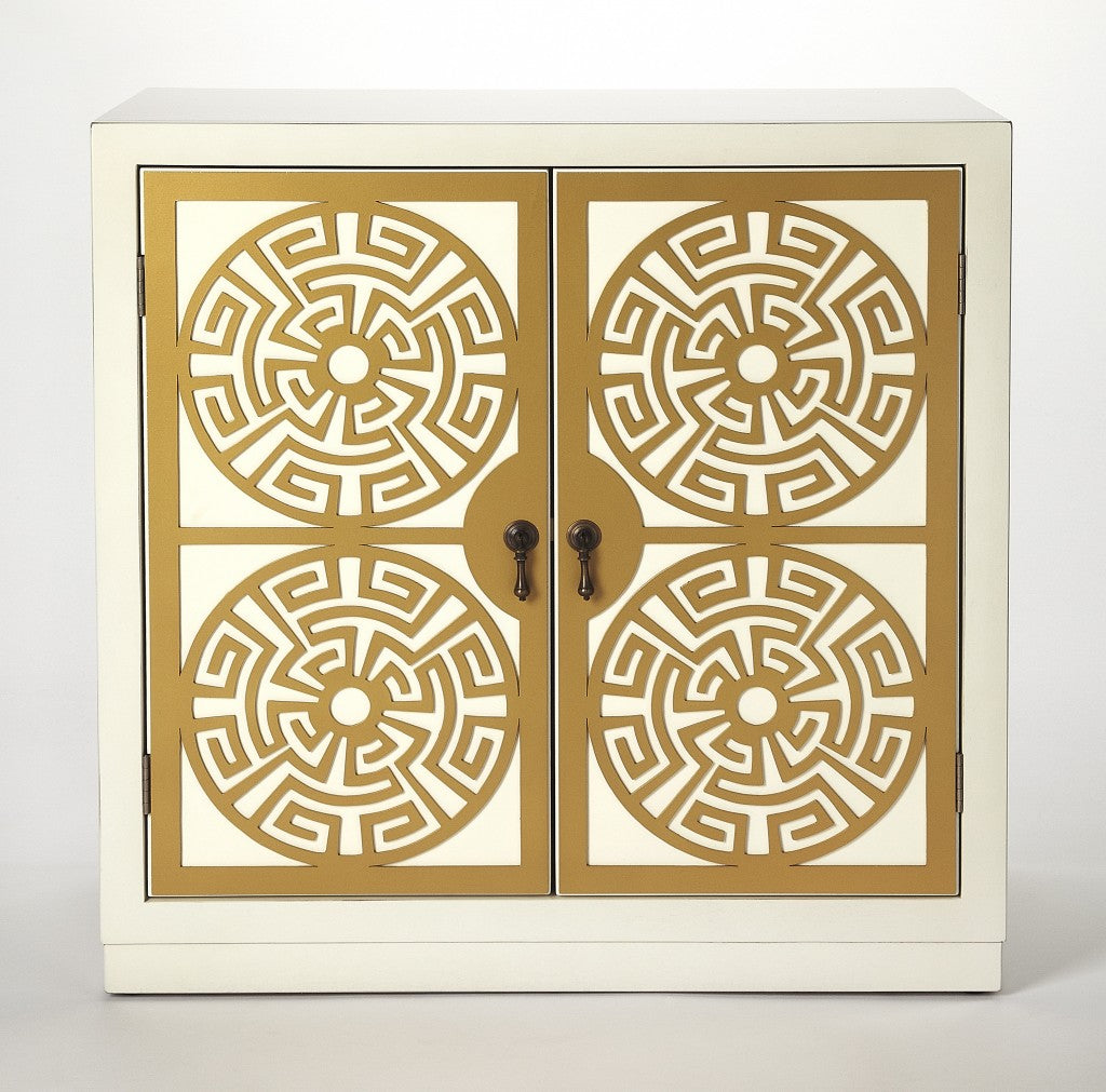 Kiku Gold & White Accent Cabinet