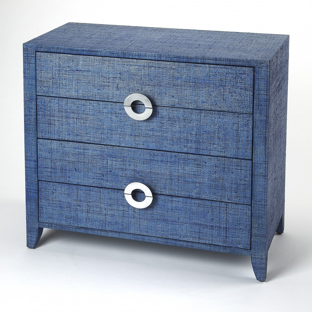 Amelle Blue Raffia Accent Chest