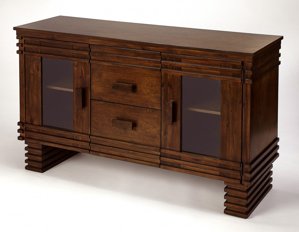 Dark Brown Deco Sideboard Buffet Cabinet