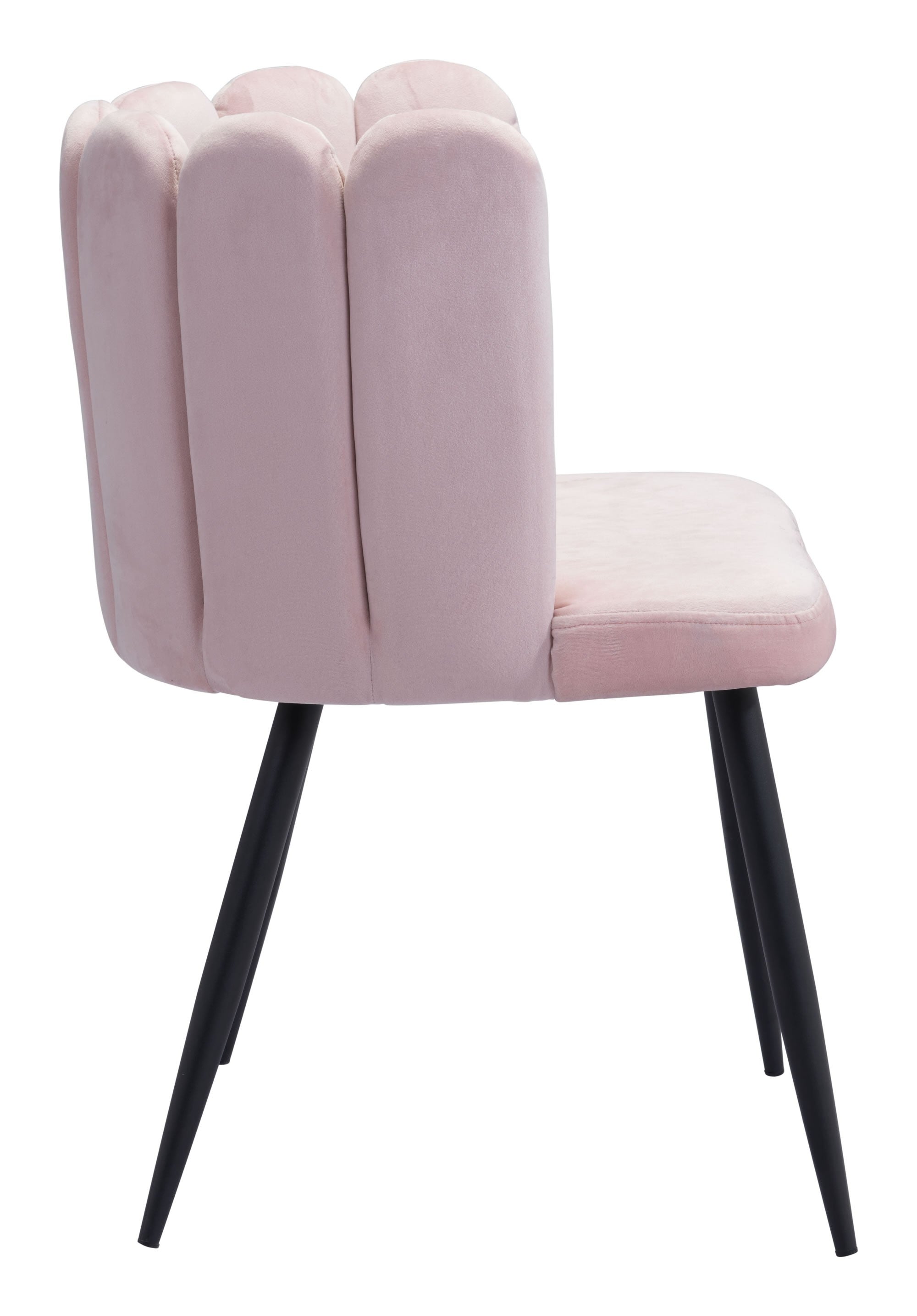 Glam Scallop Pink Velvet and Gold Dining or Accent Chairs Set of 2