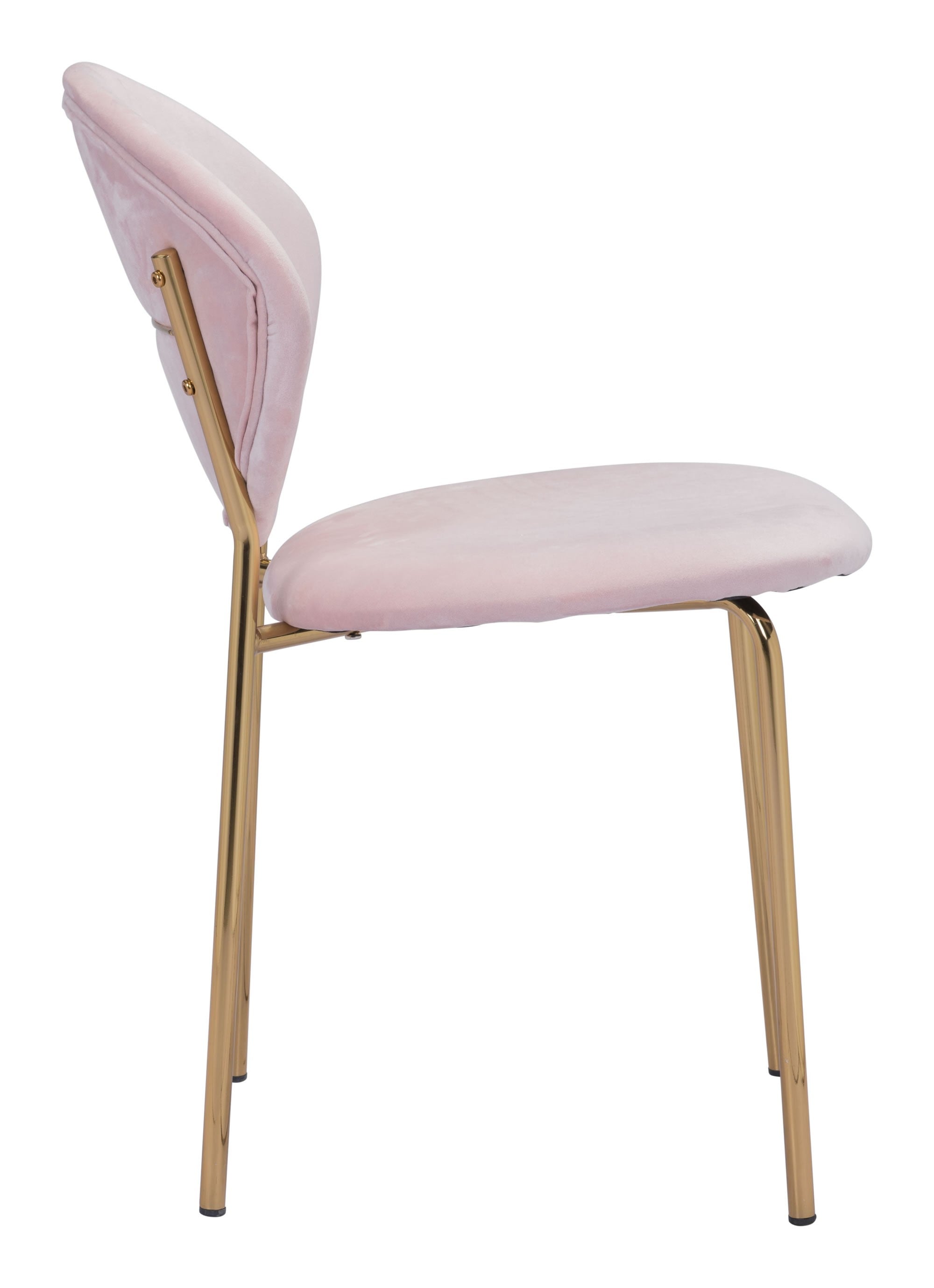 Stylish Pink Velvet and Gold Finish Dining or Accent Chairs Set of 2