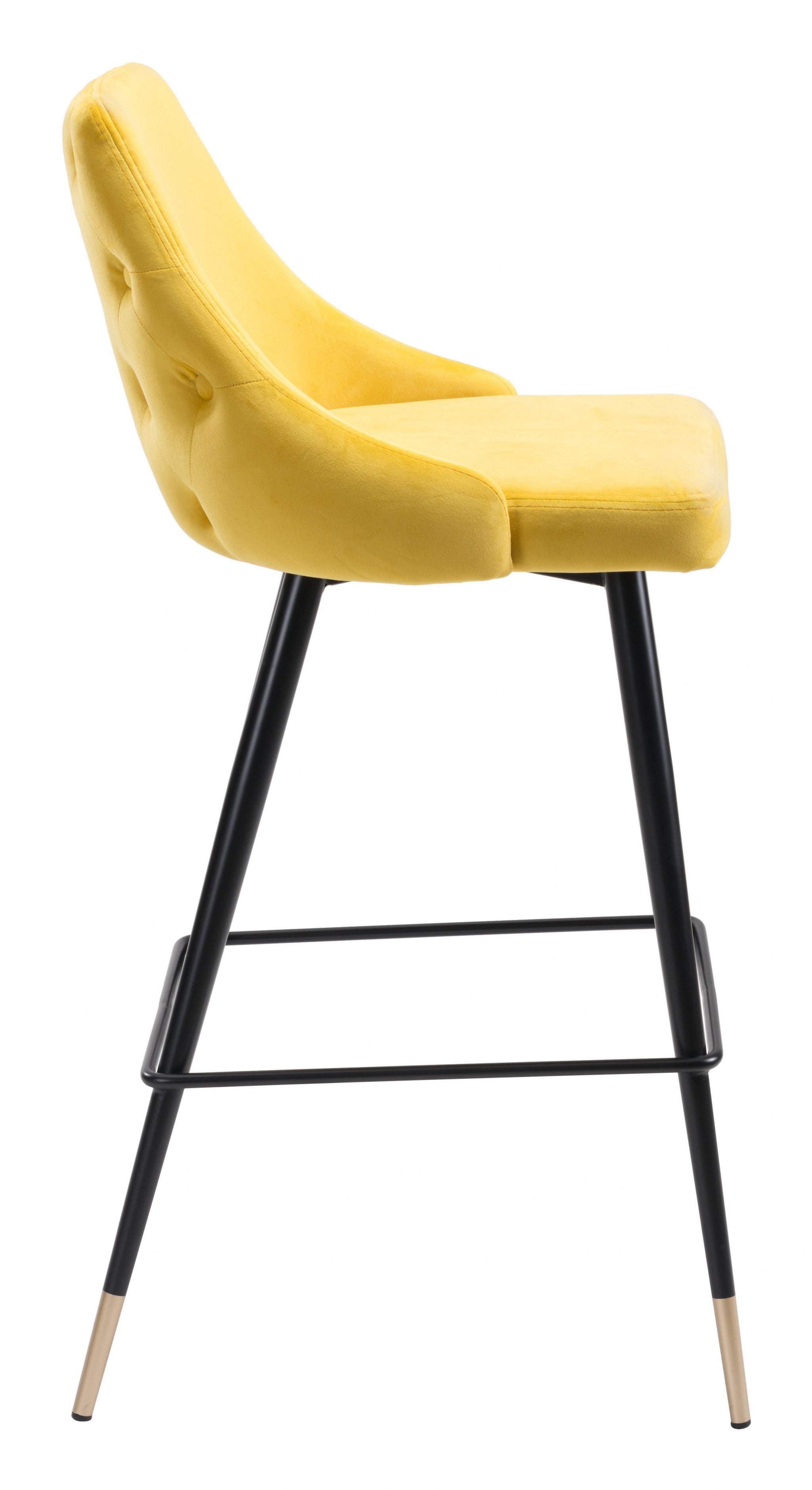 41 Yellow Velvet Color Pop Bar Chair