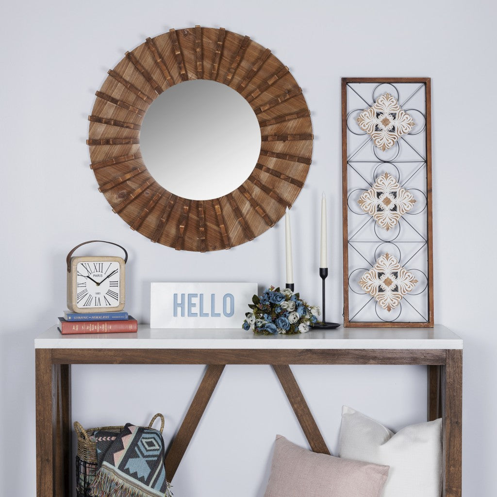 Tribal Wooden Round Wall Mirror