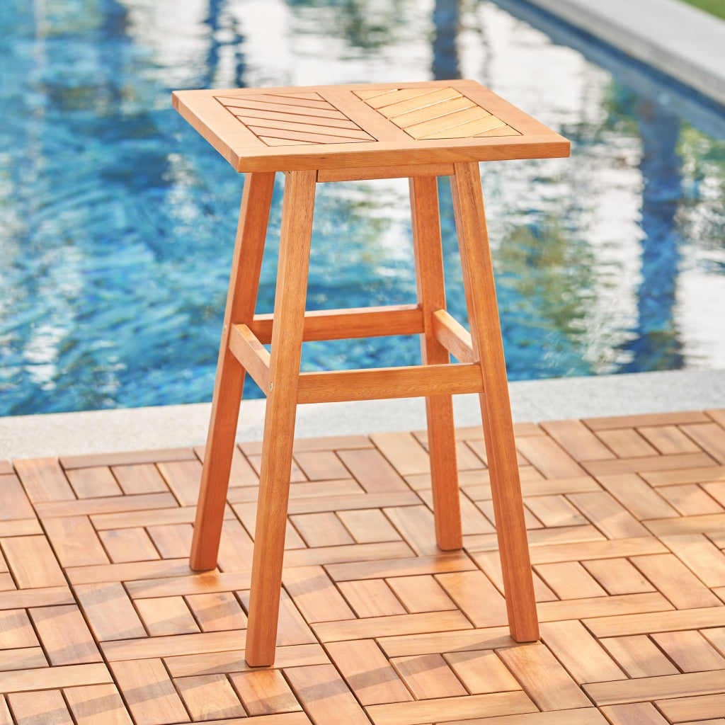 Natural Wood Tall Patio Side Table