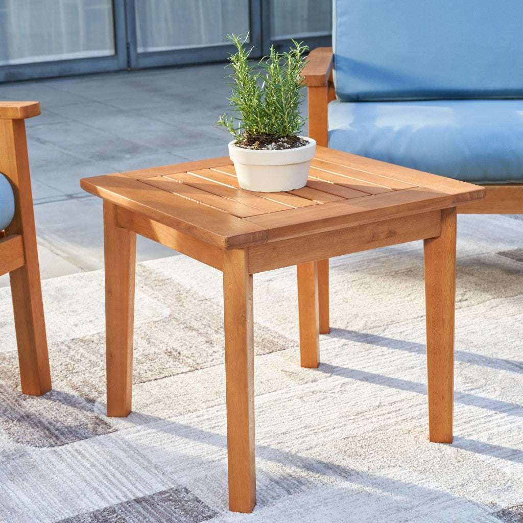 Natural Wood Patio Side Table