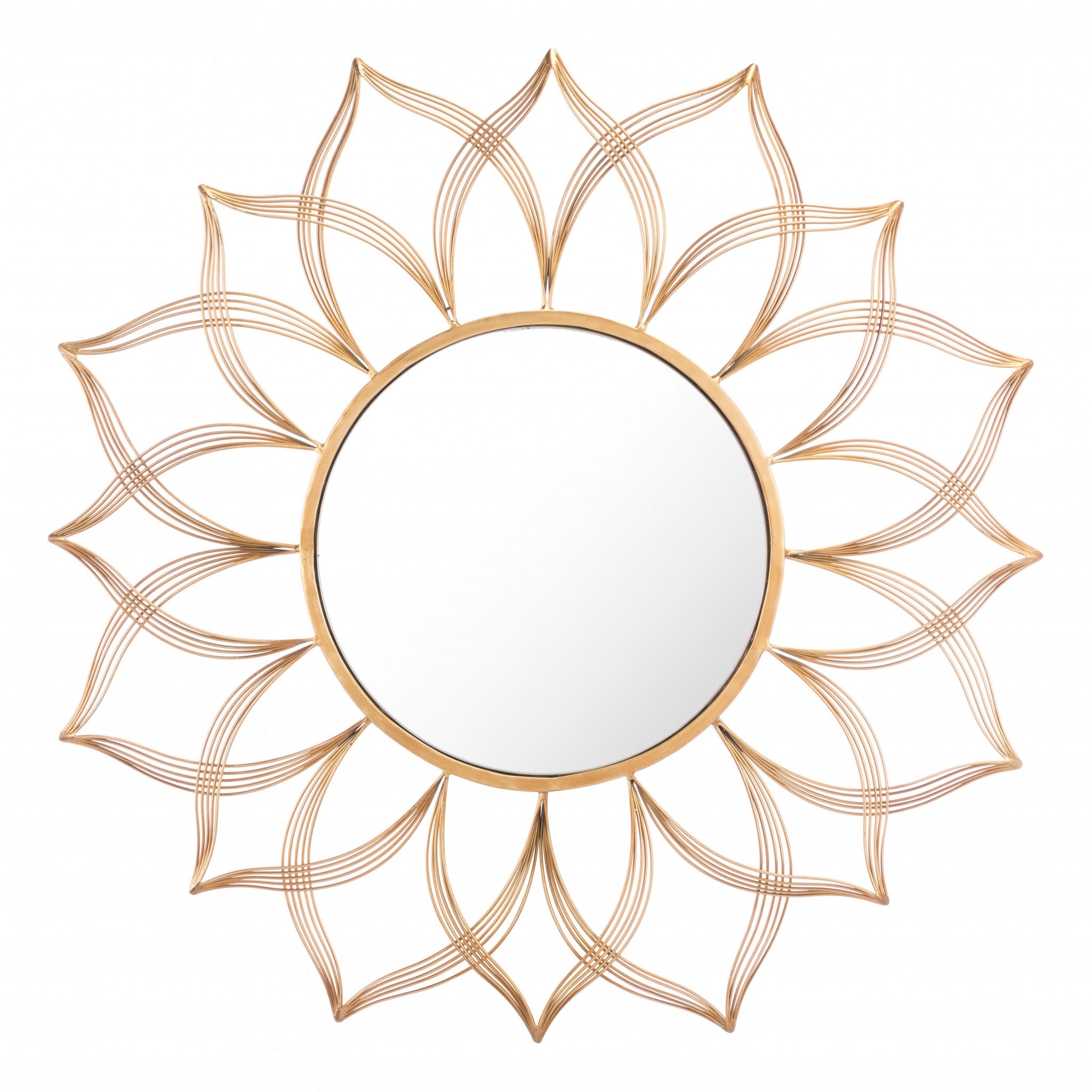 Gold Flower Shaped Round Mirror