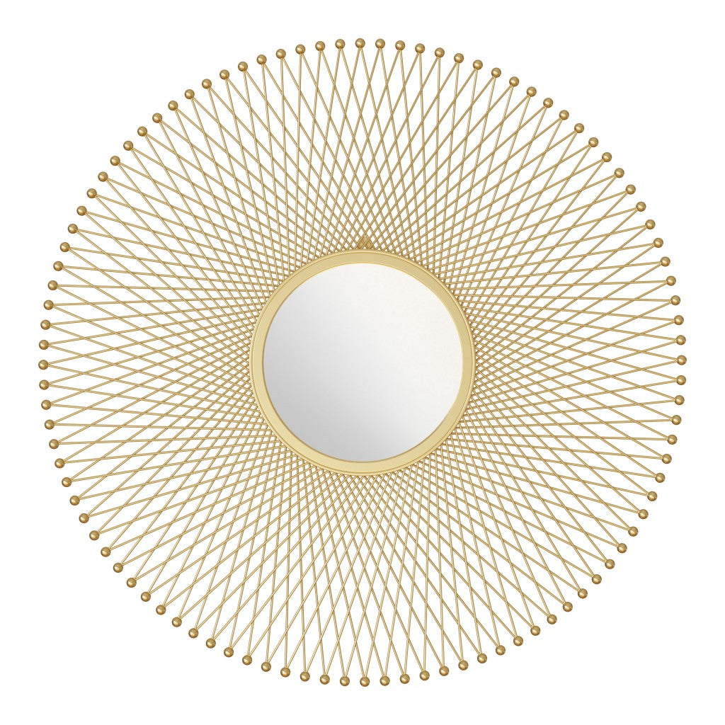 Gold Lattice Round Mirror