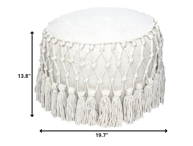 Boho Macrame Natural Pouf Ottoman