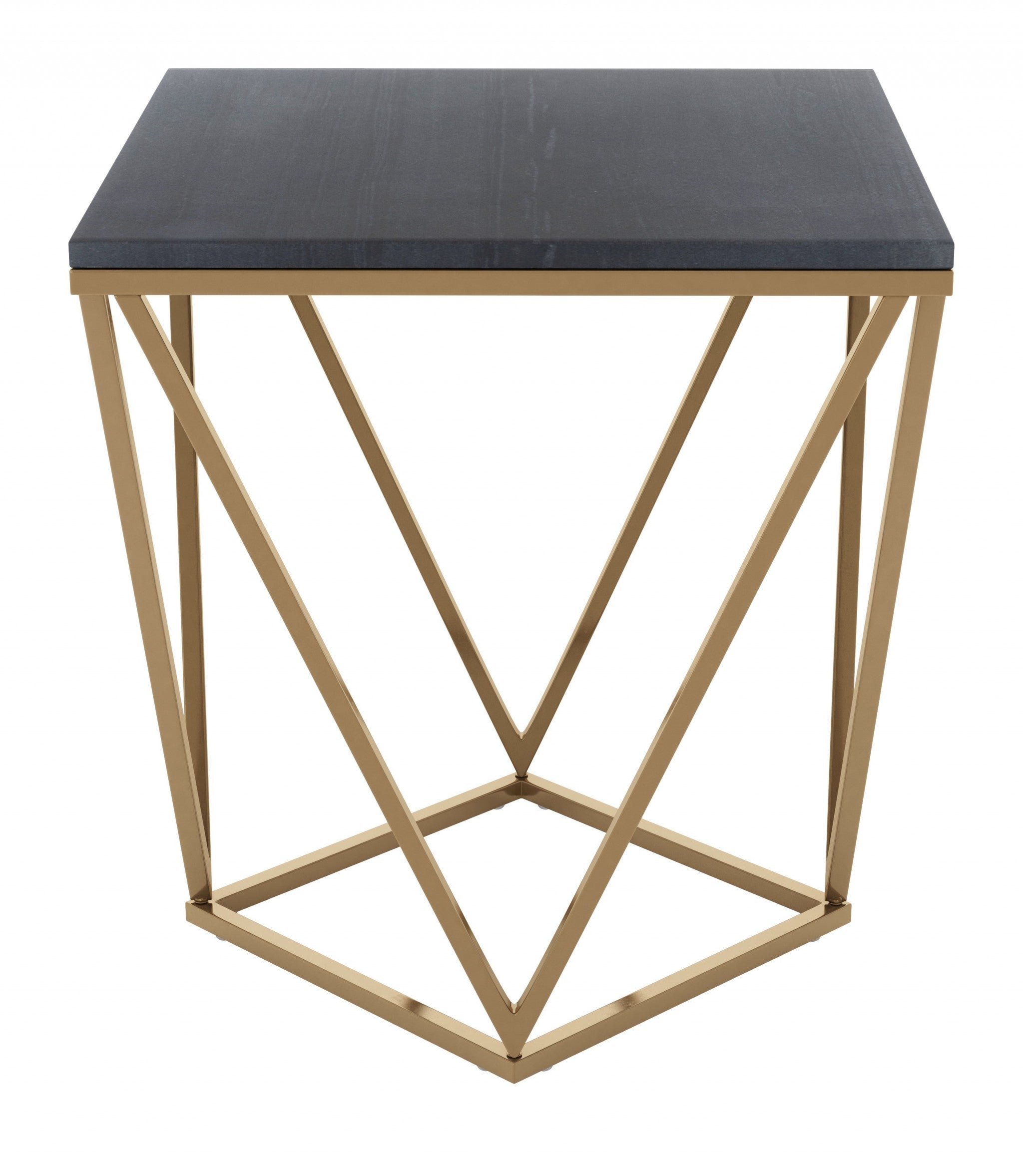 Black Marble and Gold Side Table