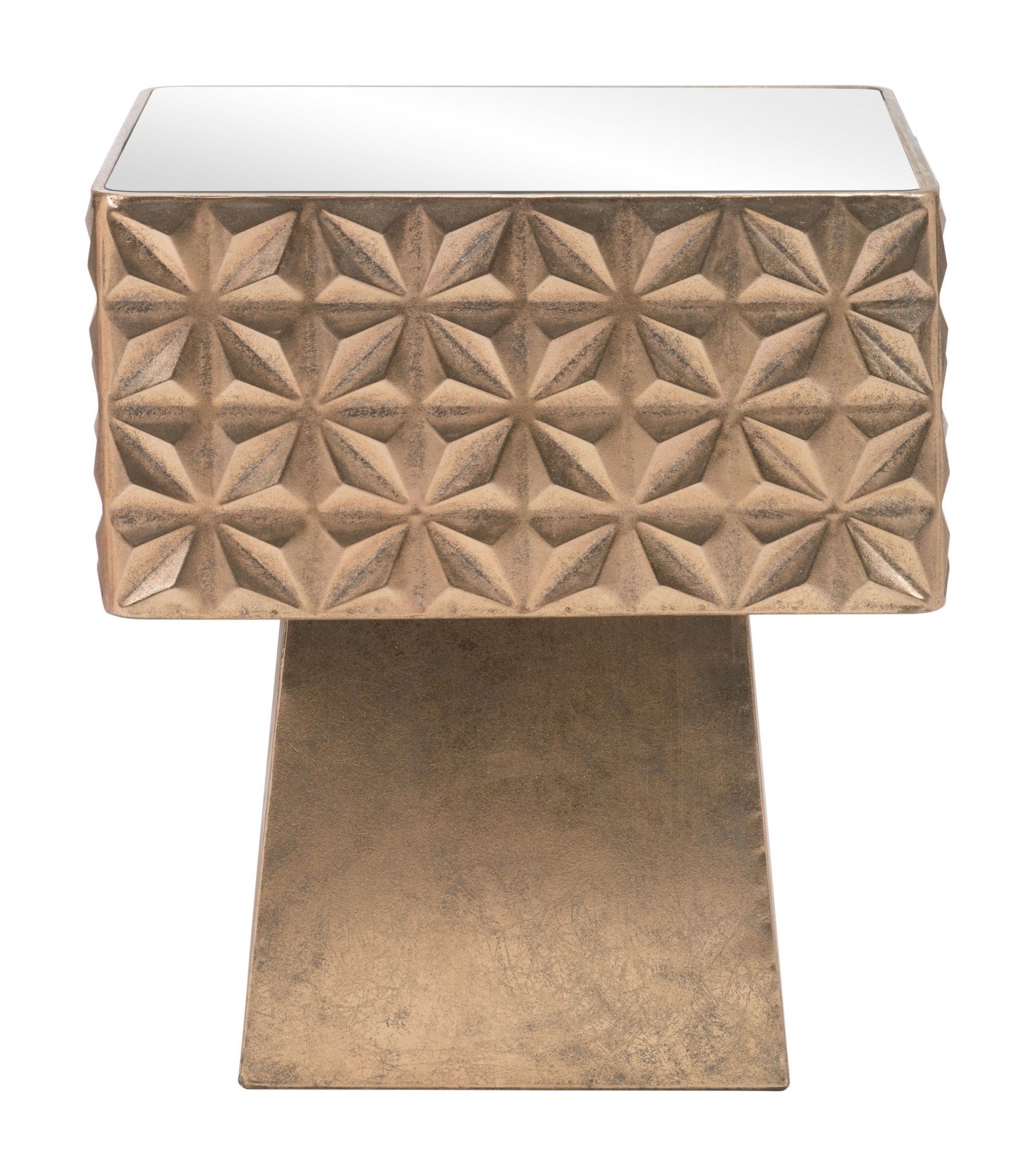 Tribal Gold Mirror Side Table