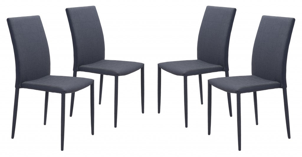Set of Four Black Restaurant Quality Sleek Dining Chairs