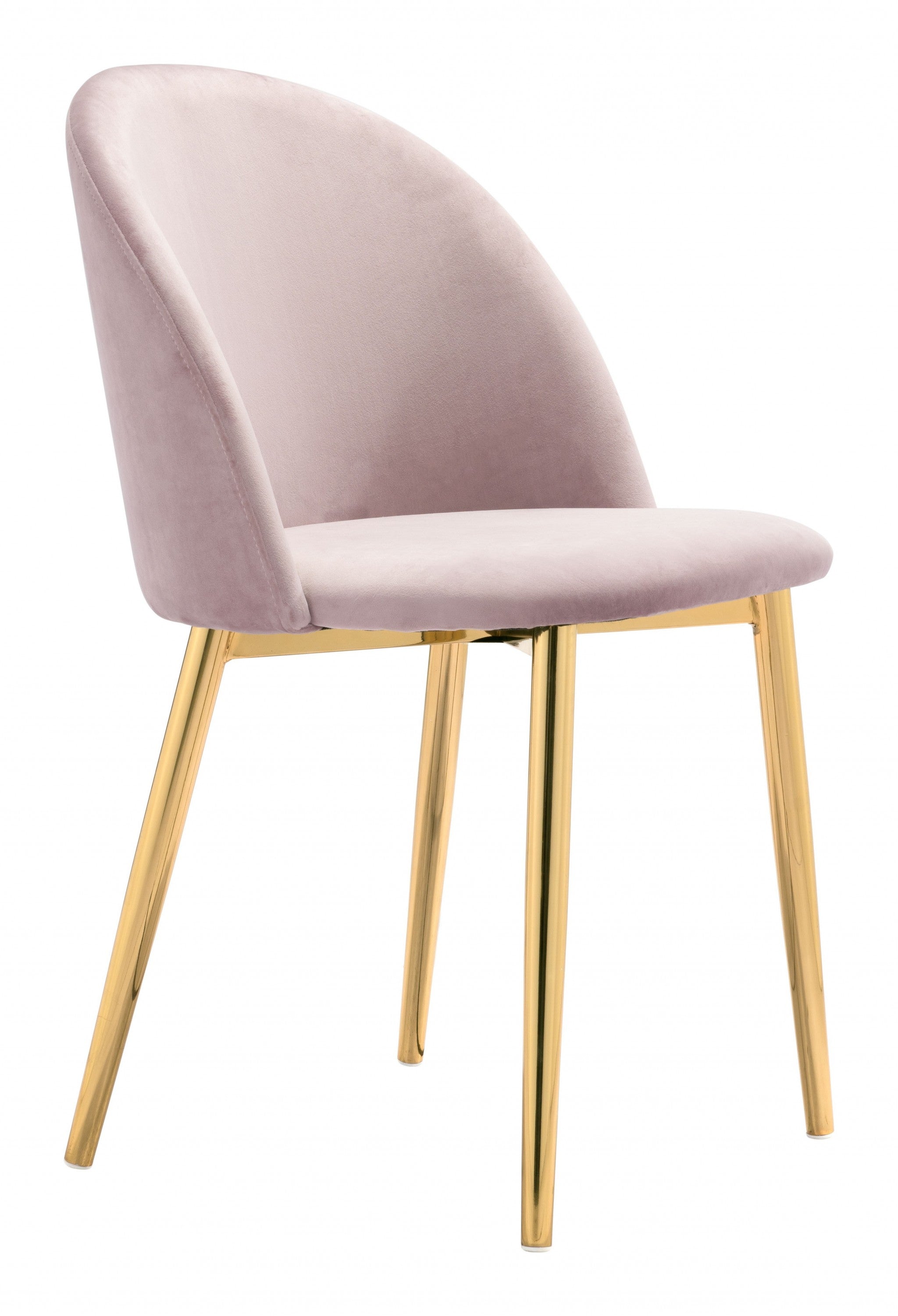 Set of Two Pale Pink and Gold Modern Pringle Dining Chairs