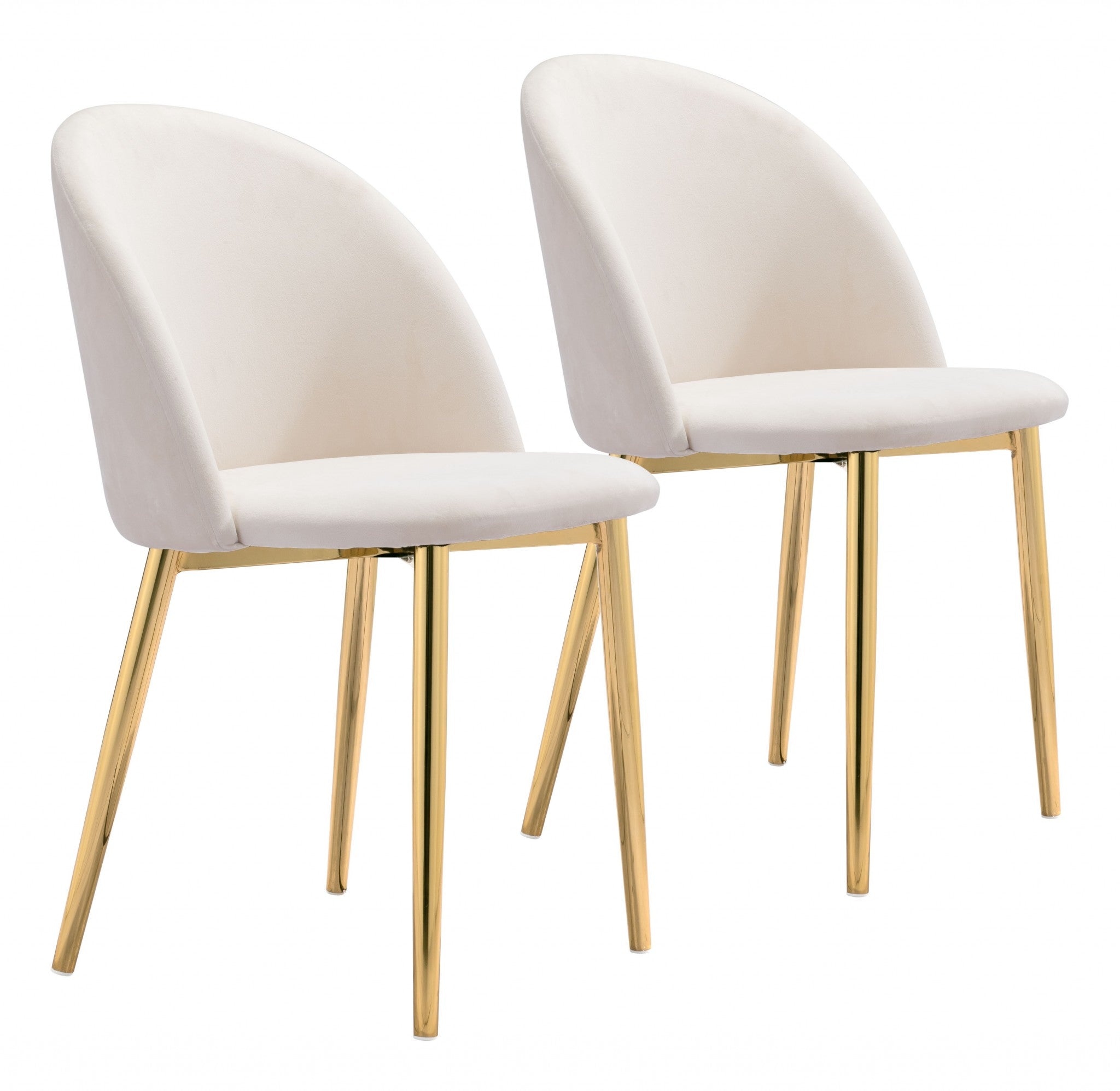 Set of Two Off White and Gold Modern Pringle Dining Chairs