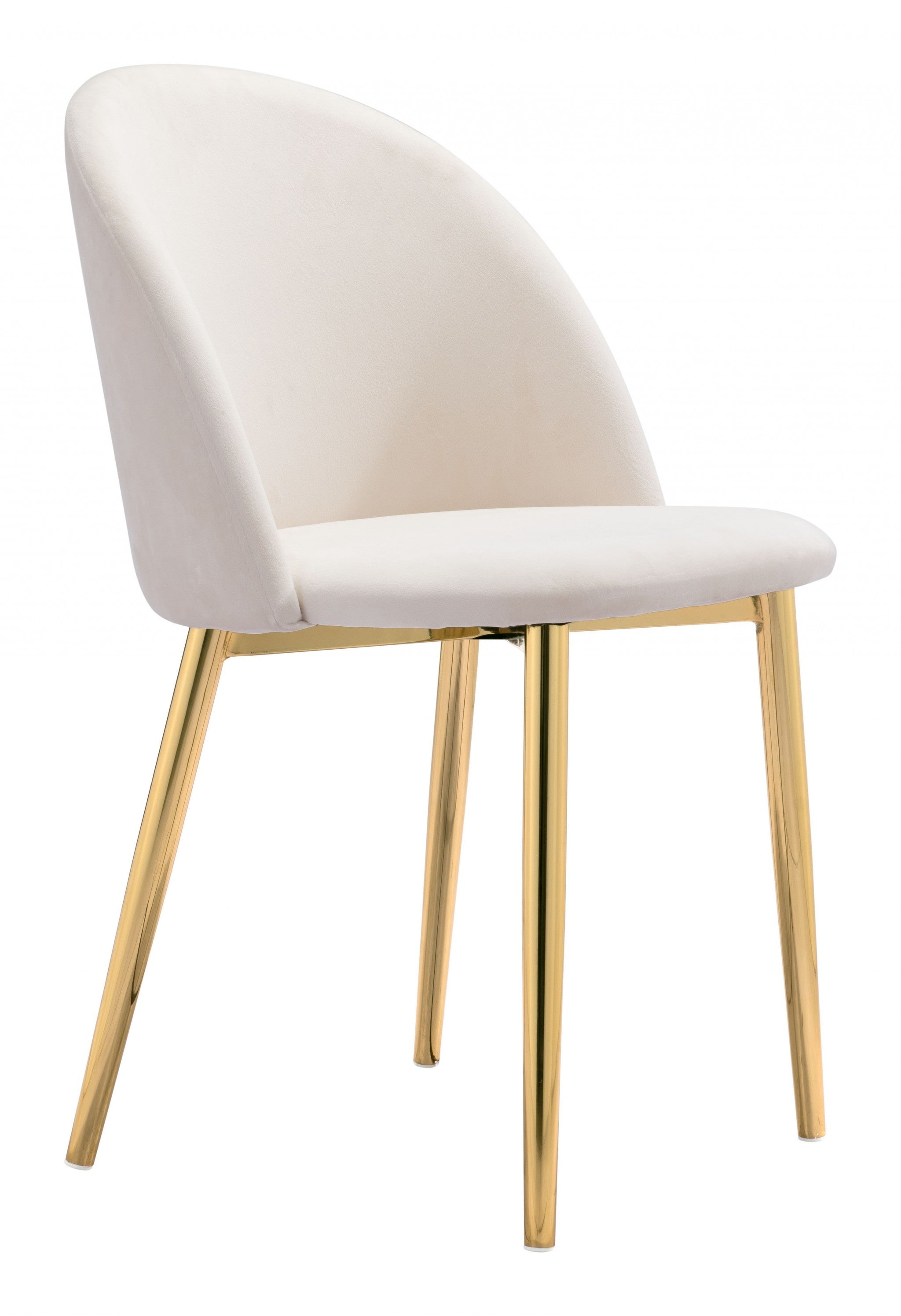 Set of Two Off White and Gold Modern Pringle Dining Chairs