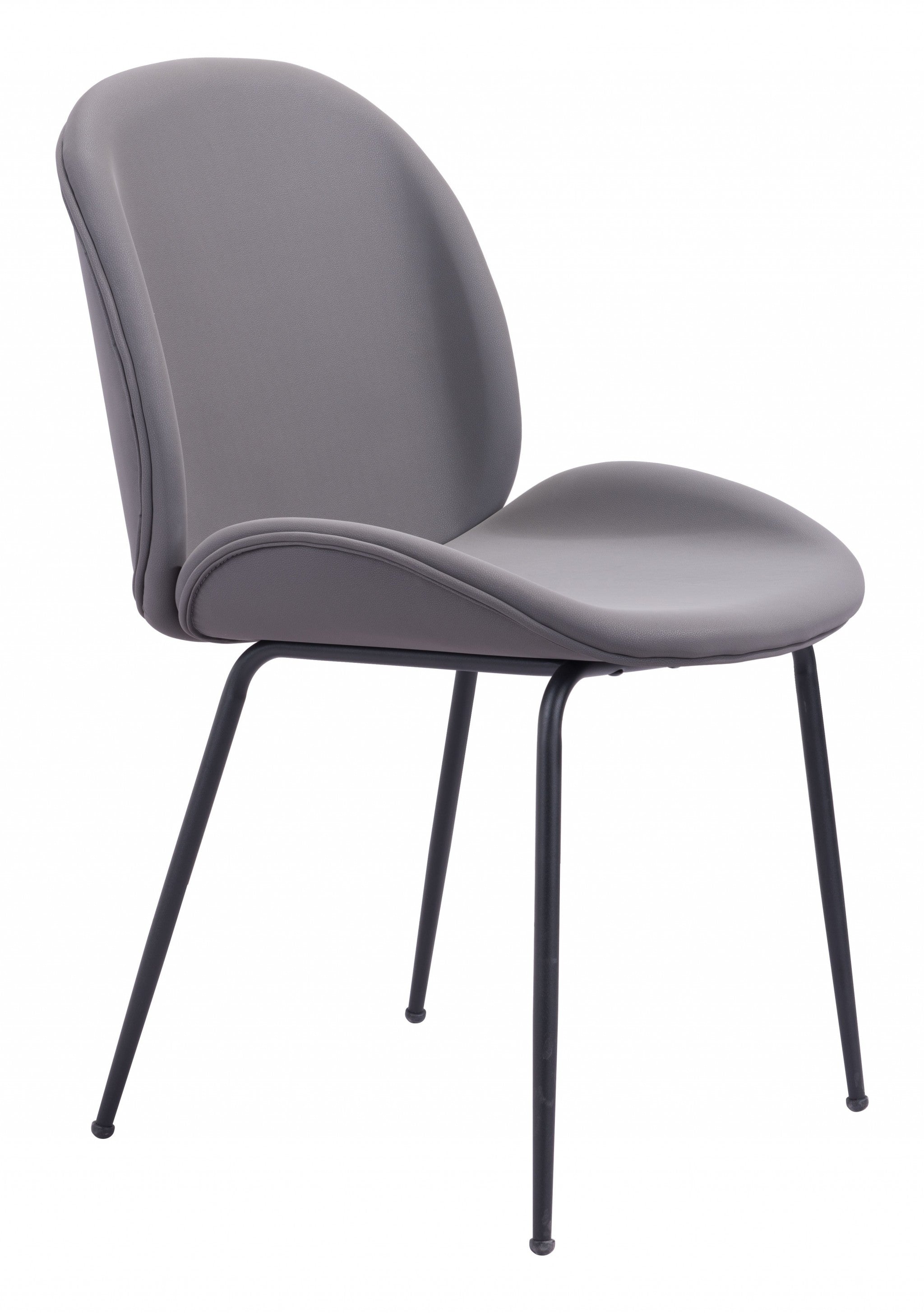 Set of Two Contempo Gray Velvet Dining Chairs