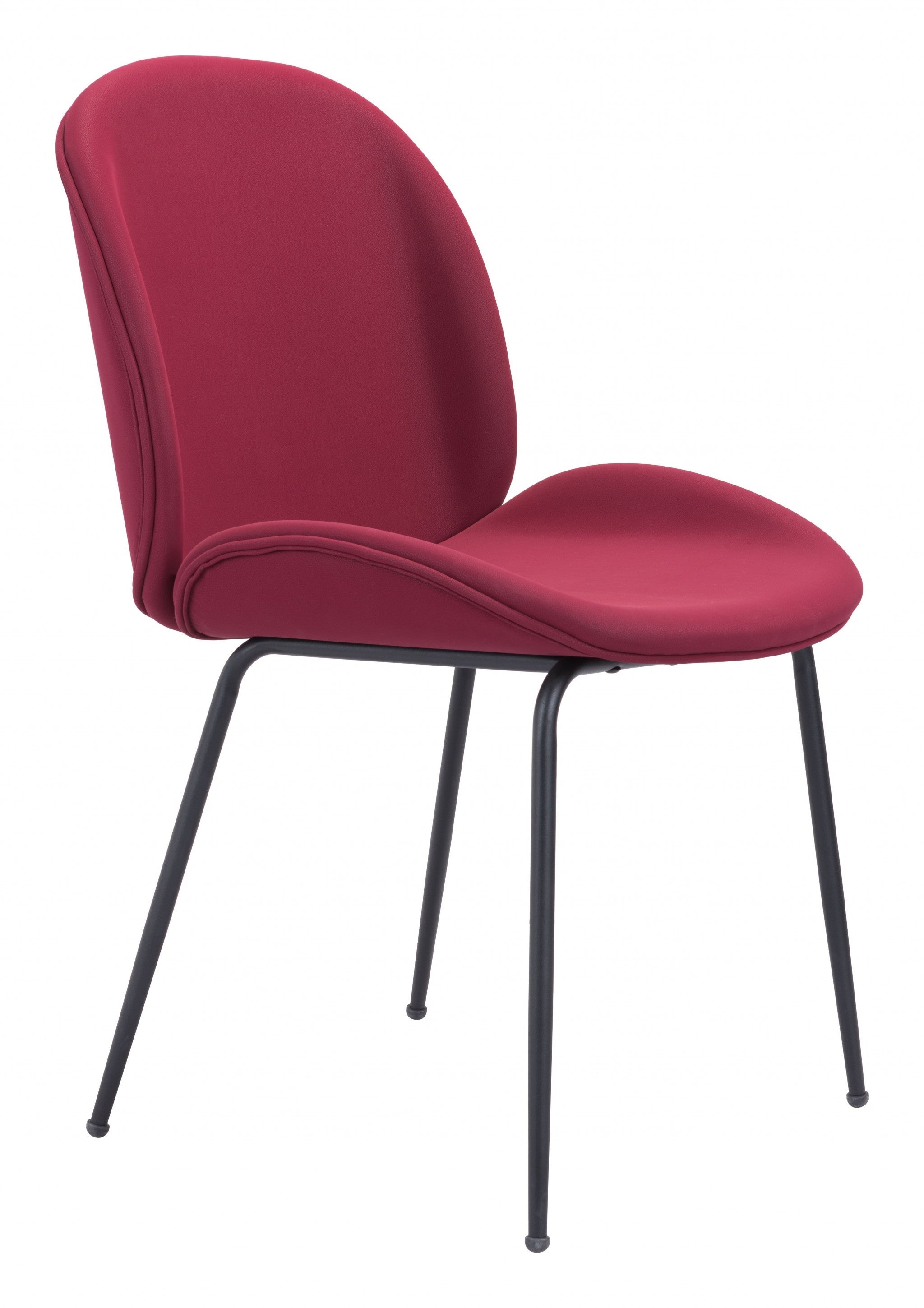 Set of Two Contempo Red Velvet Dining Chairs